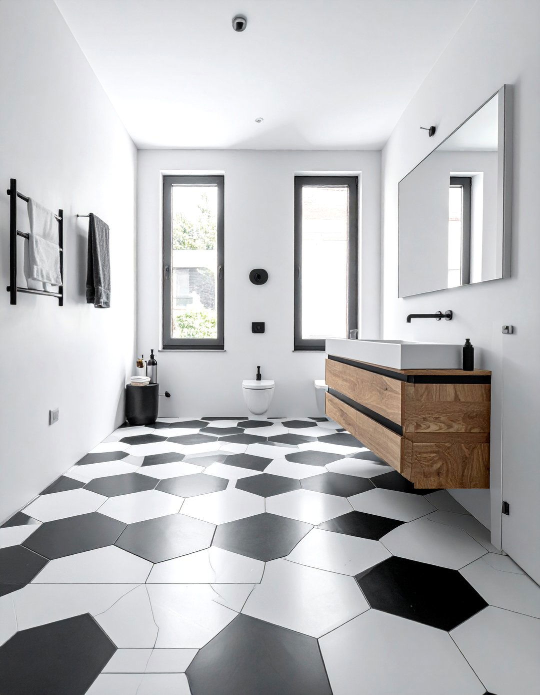 Modern Bathroom Featuring Geometric Tiles - 40 Modern Bathroom Ideas for a Sleek and Stylish Look