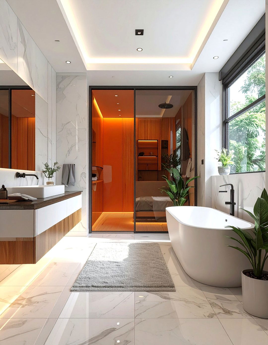 Modern Bathroom Featuring a Pocket Door - 40 Modern Bathroom Ideas for a Sleek and Stylish Look