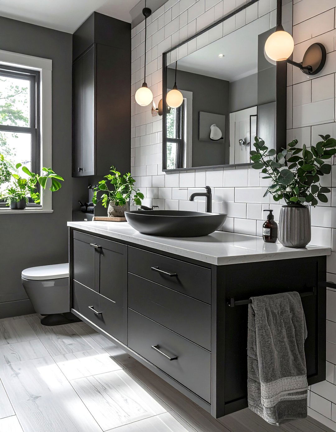 Modern Bathroom Incorporating Matte Black Fixtures