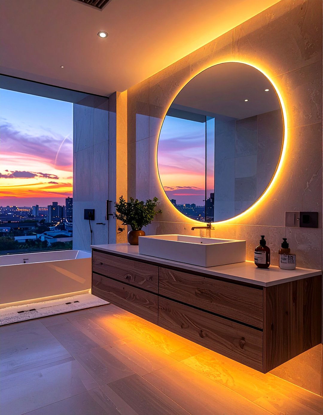 Modern Bathroom with Integrated LED Lighting - 40 Modern Bathroom Ideas for a Sleek and Stylish Look