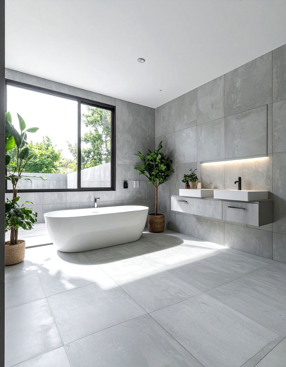 Modern Bathroom with Large Format Tiles - 40 Modern Bathroom Ideas for a Sleek and Stylish Look