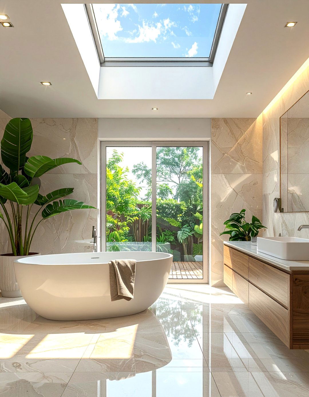 Modern Bathroom with Skylight Installation - 40 Modern Bathroom Ideas for a Sleek and Stylish Look