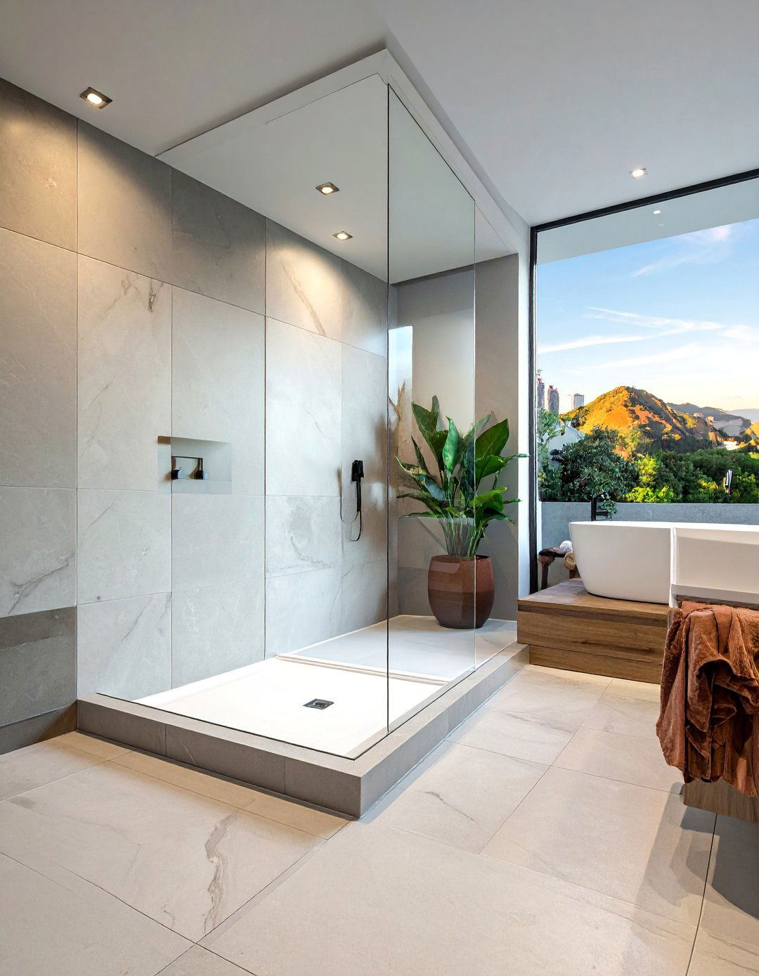 Modern Bathroom with a Curbless Shower Entry - 40 Modern Bathroom Ideas for a Sleek and Stylish Look