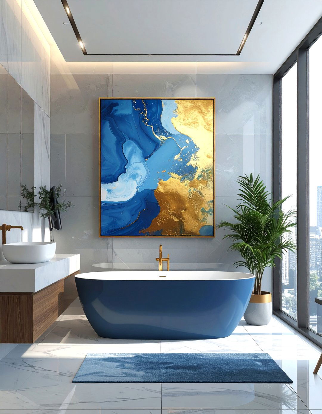 Modern Bathroom with a Single Large Art Piece - 40 Modern Bathroom Ideas for a Sleek and Stylish Look