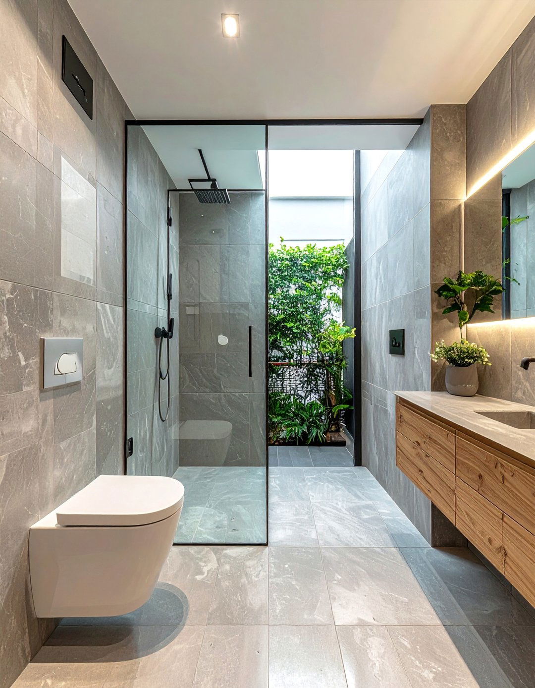 Modern Bathroom with a Wet Room Concept - 40 Modern Bathroom Ideas for a Sleek and Stylish Look