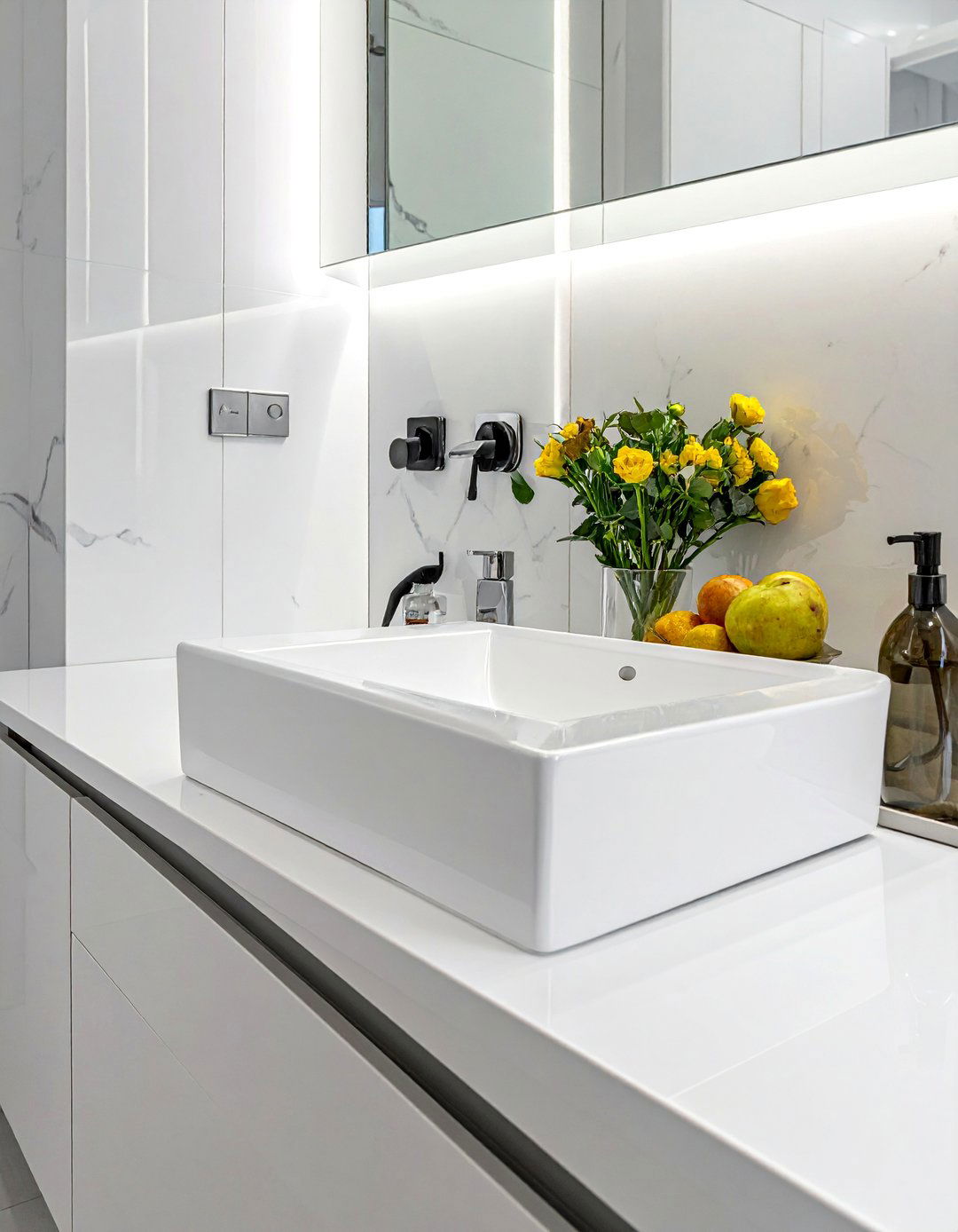 Modern Bathroom with an Integrated Sink - 40 Modern Bathroom Ideas for a Sleek and Stylish Look