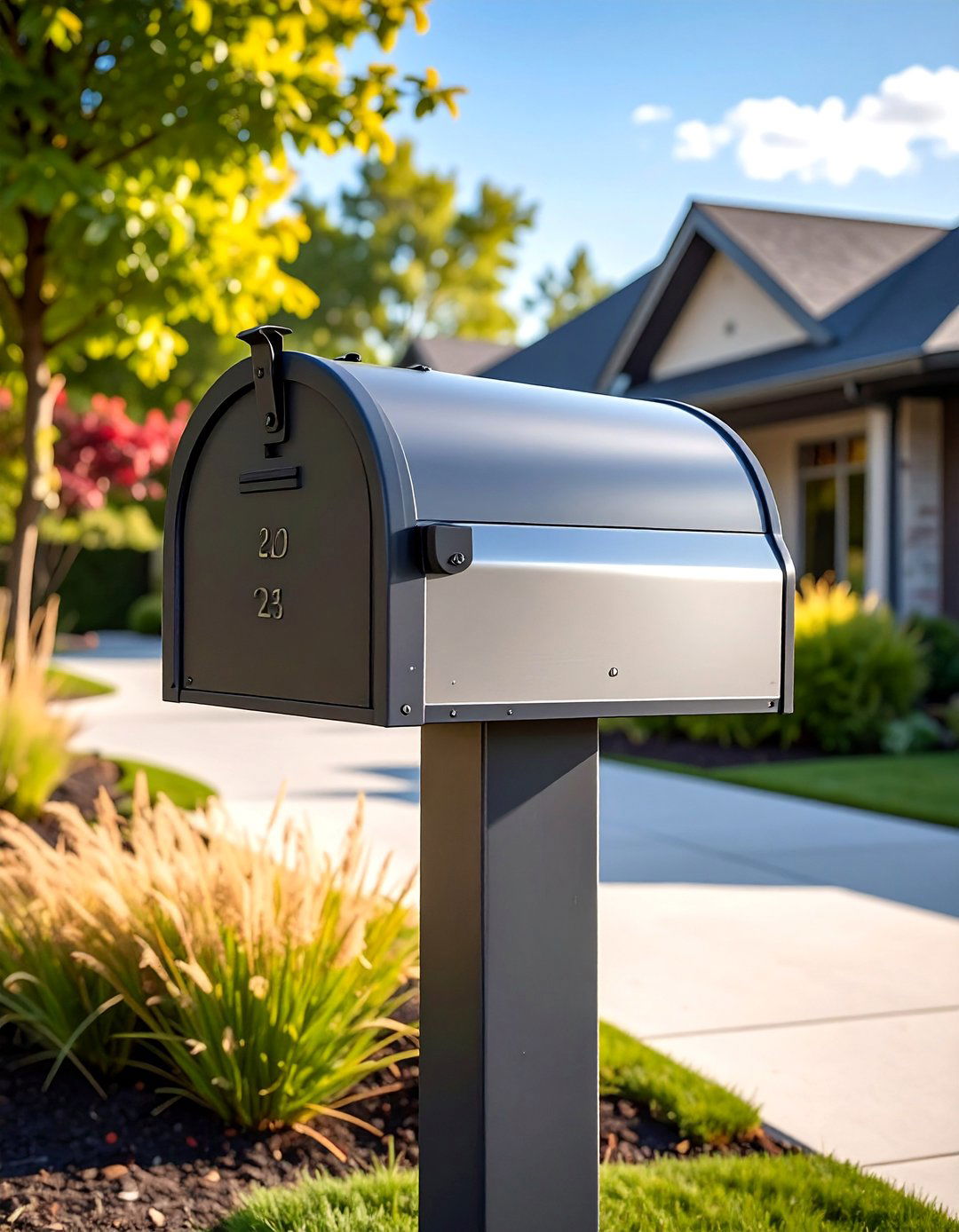 Modern Brick Mailbox with Metal Accents - 30 Brick Mailbox Ideas to Elevate Your Curb Appeal