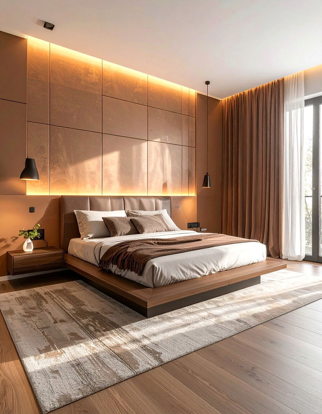Modern Brown Bedroom with Clean Lines - 25 Brown Bedroom Ideas for a Cozy and Warm Ambiance