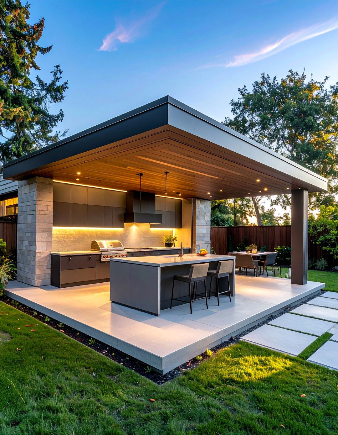Modern Flat Roof Pavilions - 20 Outdoor Kitchen Roof Ideas for Shade and Style