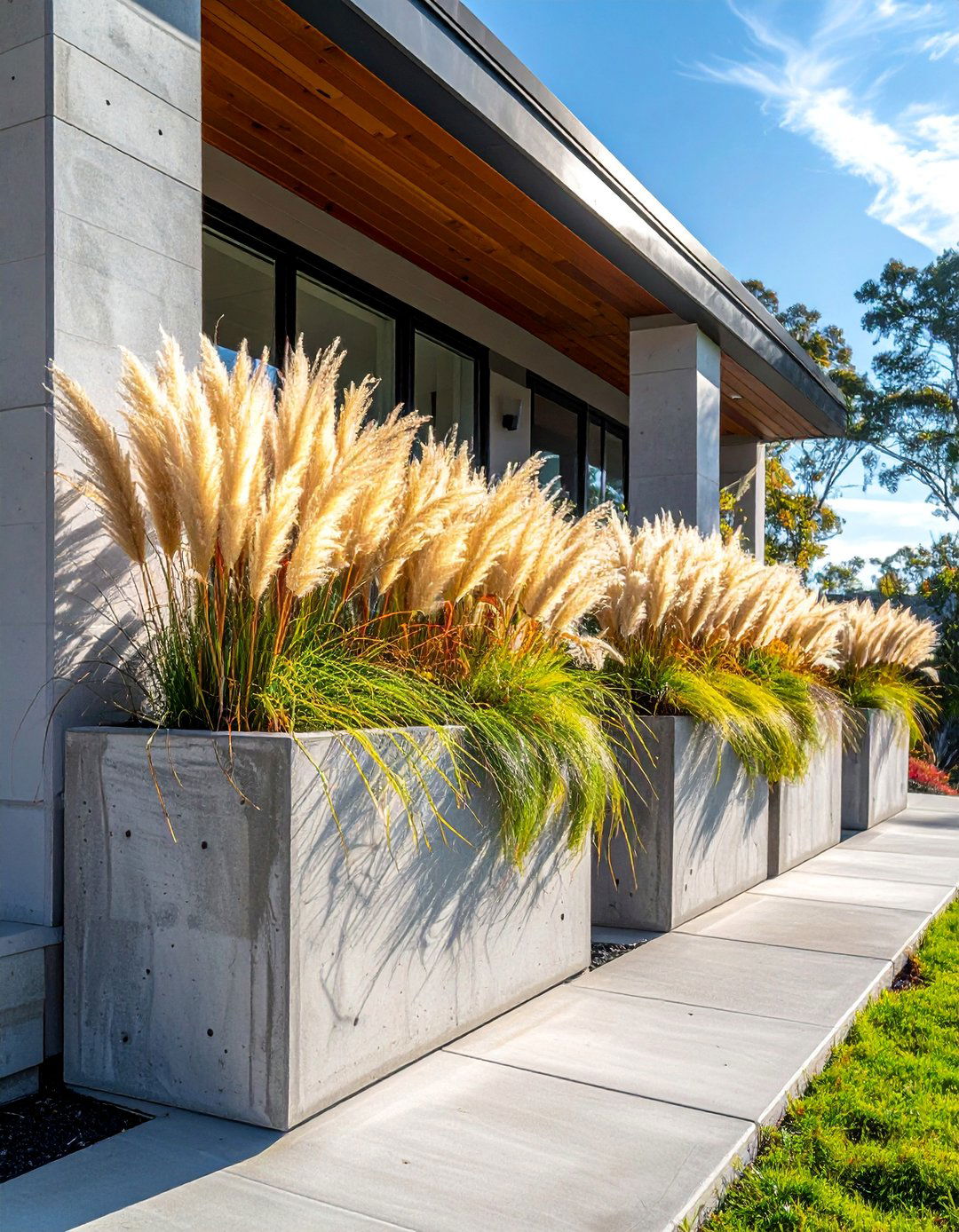 Modern Front Porch with Integrated Planter Boxes - 25 Modern Front Porch Ideas for a Welcoming Entrance