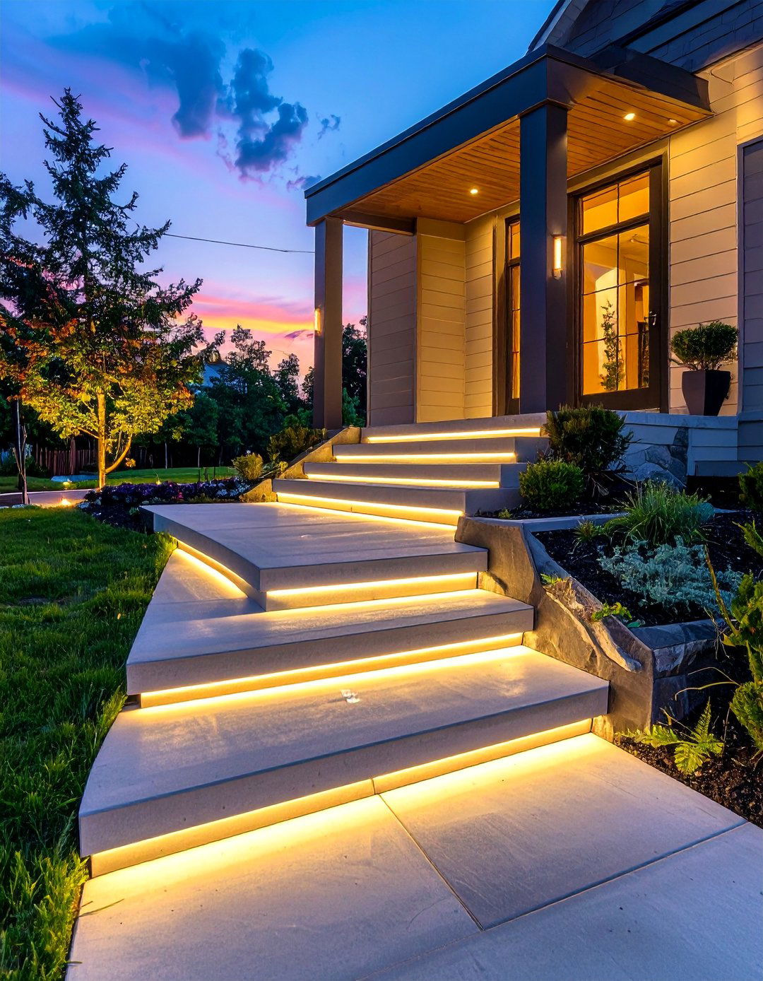 Modern Front Porch with LED Strip Lighting - 25 Modern Front Porch Ideas for a Welcoming Entrance
