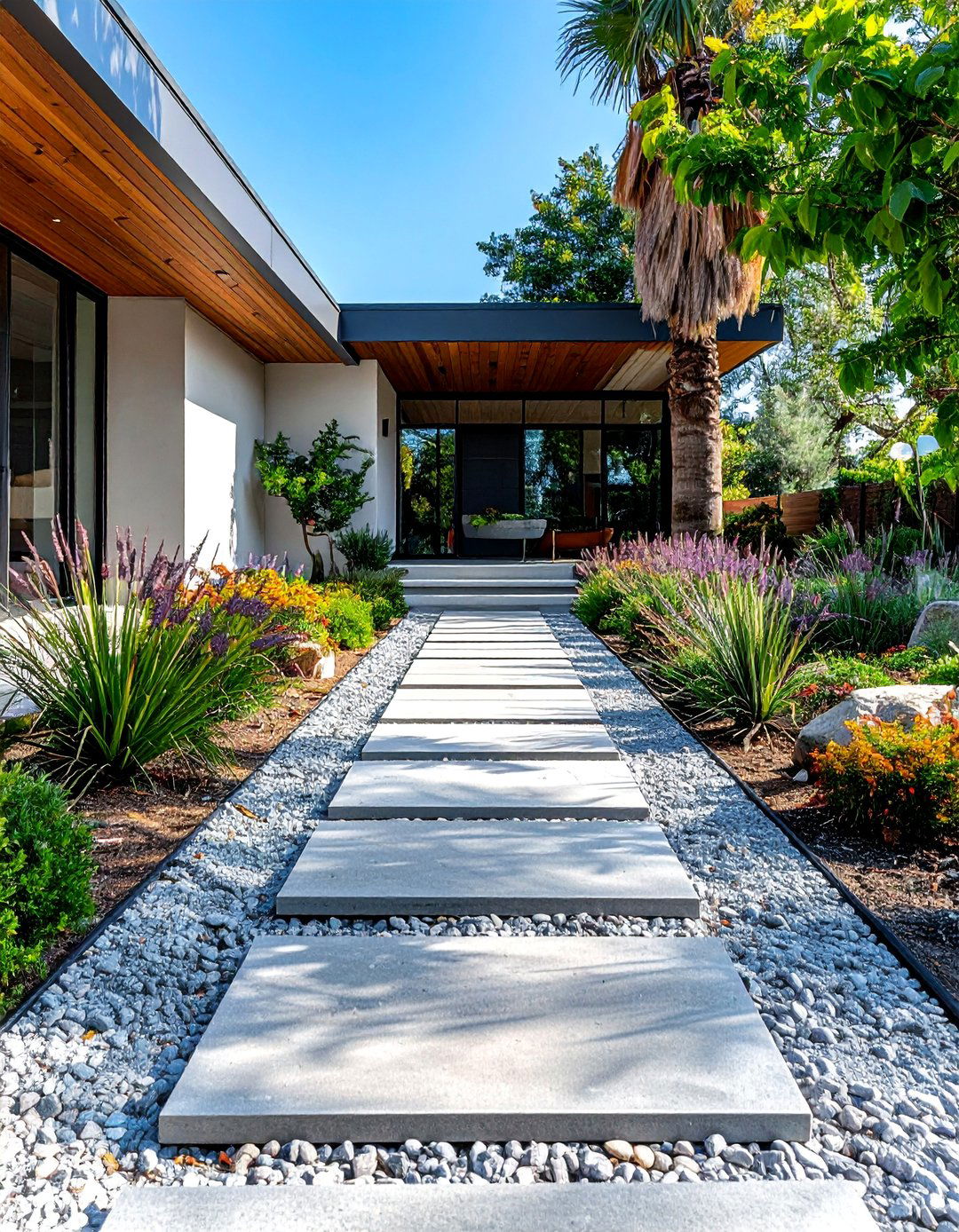 Modern Front Porch with a Gravel and Concrete Path - 25 Modern Front Porch Ideas for a Welcoming Entrance