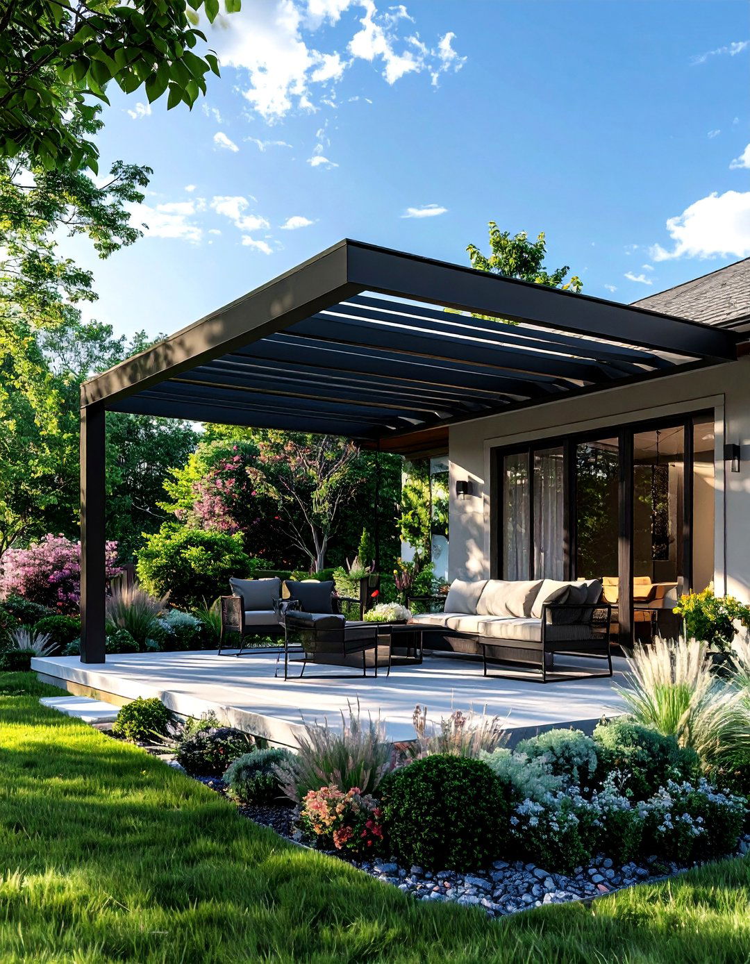 Modern Front Porch with a Pergola Extension - 25 Modern Front Porch Ideas for a Welcoming Entrance