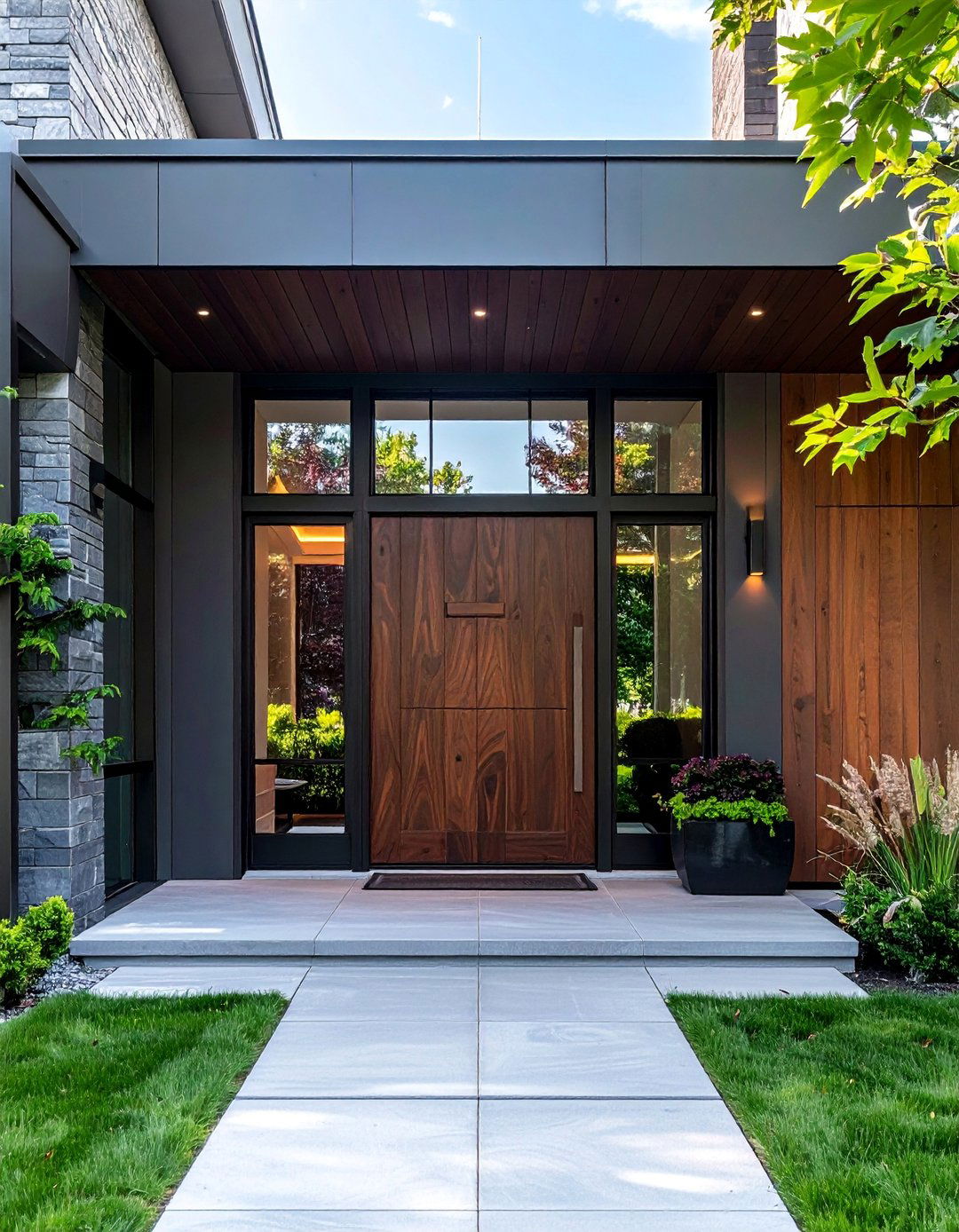 Modern Front Porch with a Pivot Front Door - 25 Modern Front Porch Ideas for a Welcoming Entrance