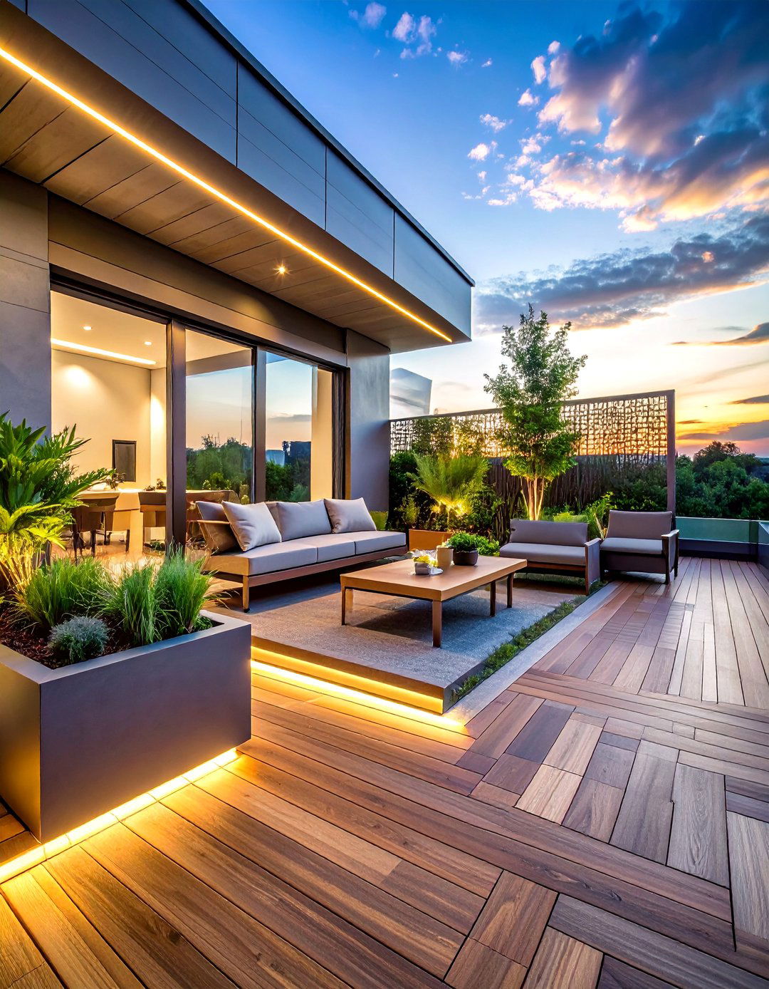 Modern Geometric Design - 30 Large Deck Ideas for Outdoor Entertaining and Relaxation