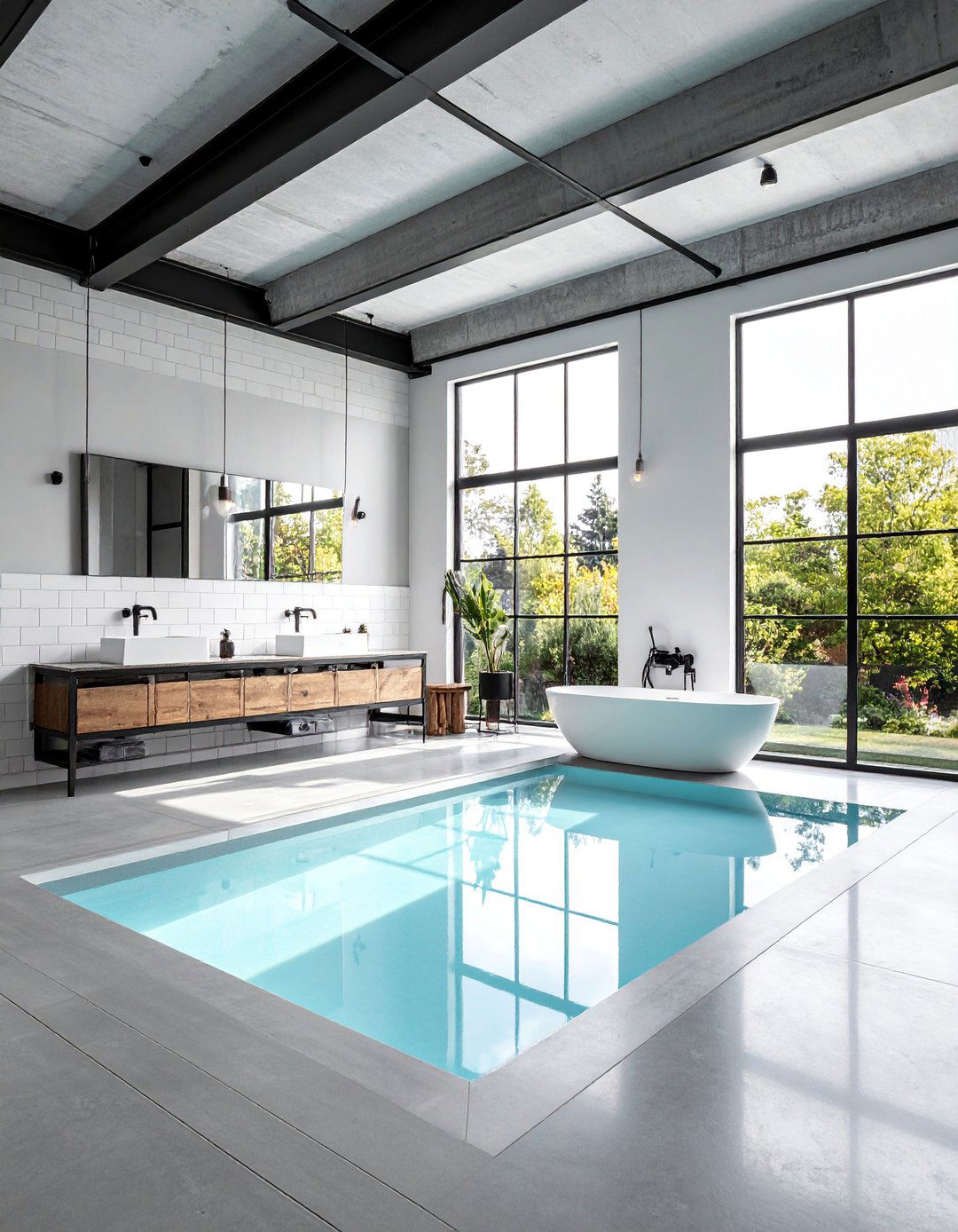 Modern Industrial Pool Bathroom Style - 20 Pool Bathroom Ideas for a Luxurious Spa Feel
