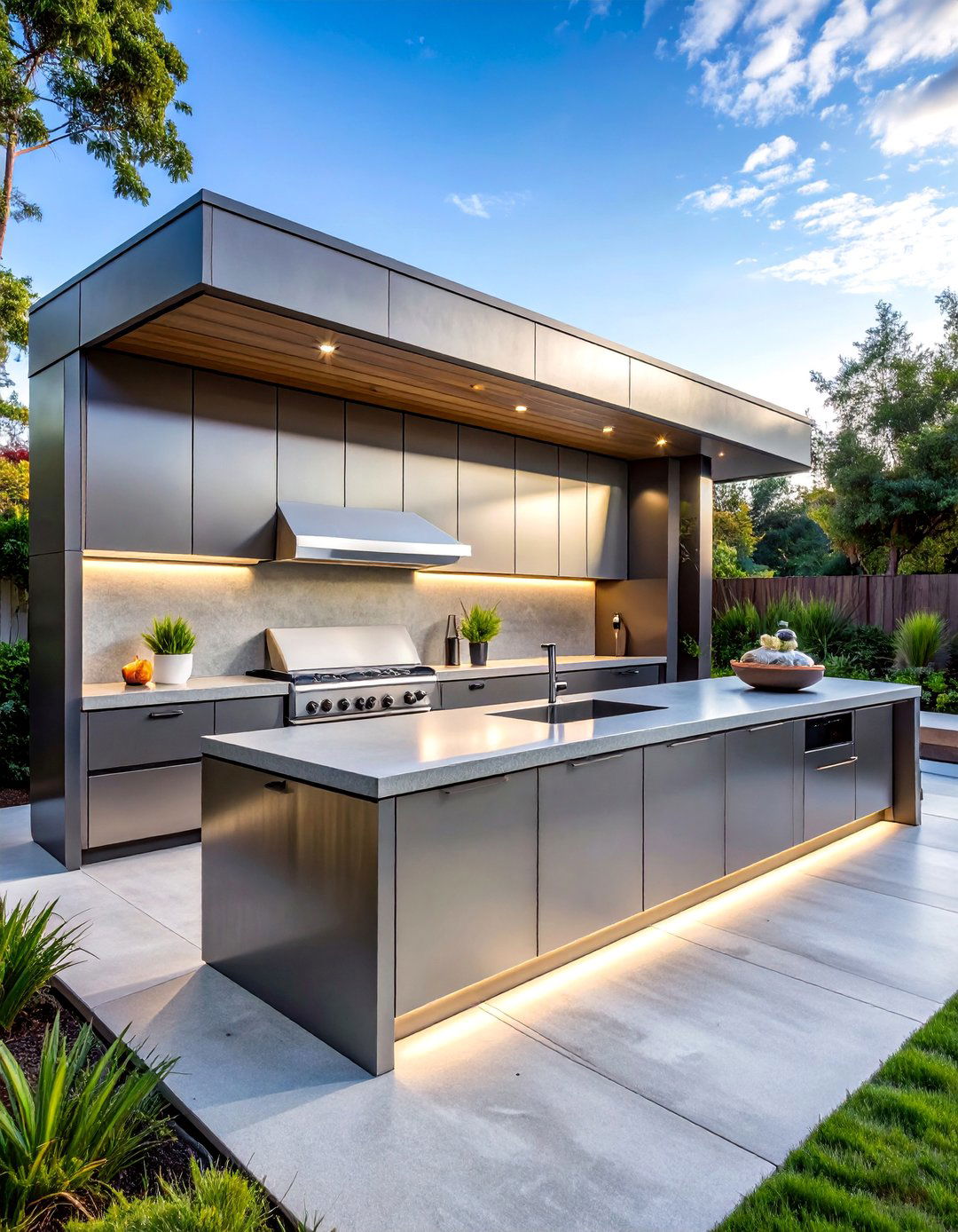 Modern Stainless Steel L Shaped Kitchen - 20 L Shaped Outdoor Kitchen Ideas for Your Patio