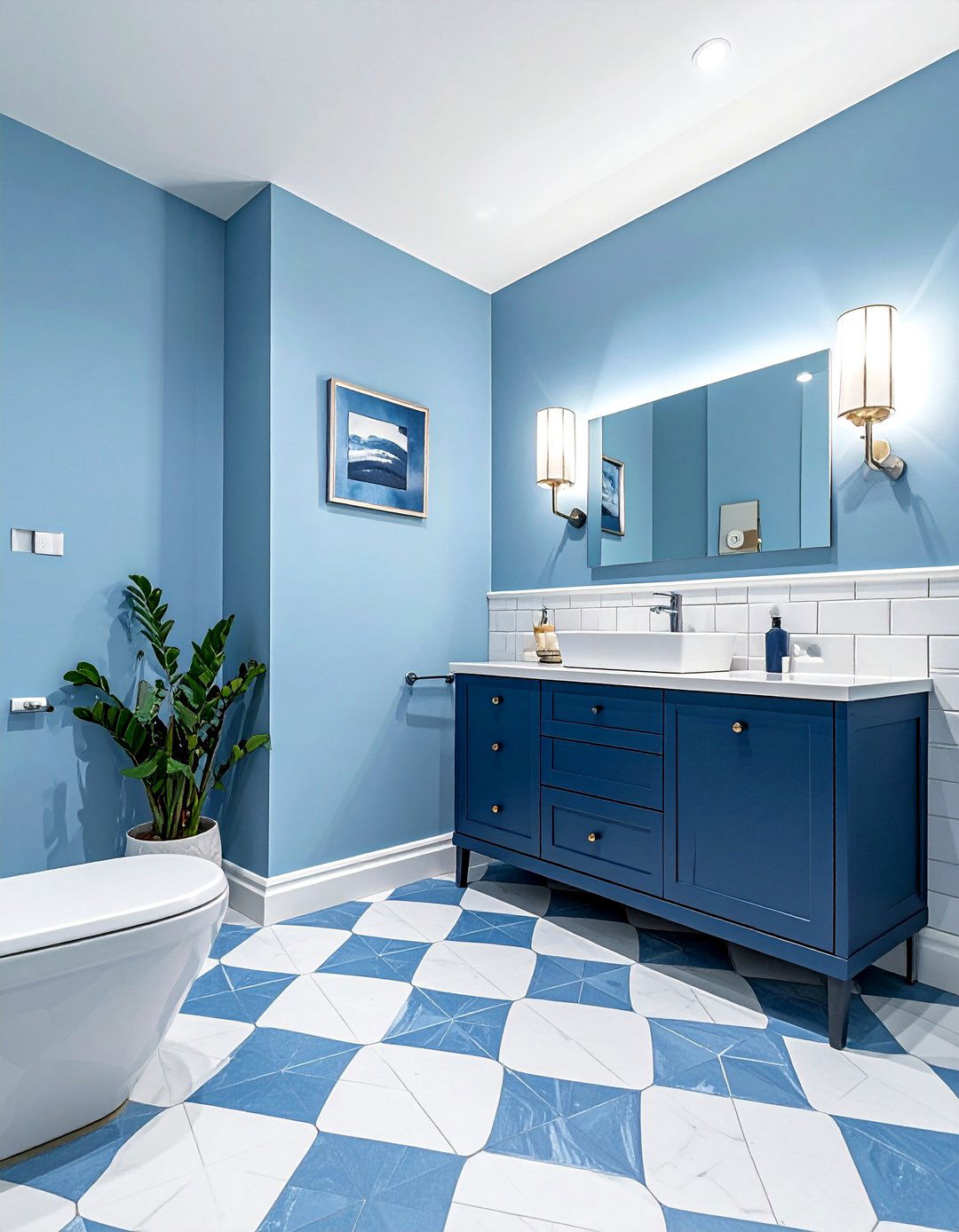 Monochromatic Blue Bathroom - 40 Bathroom Paint Ideas for a Fresh New Look