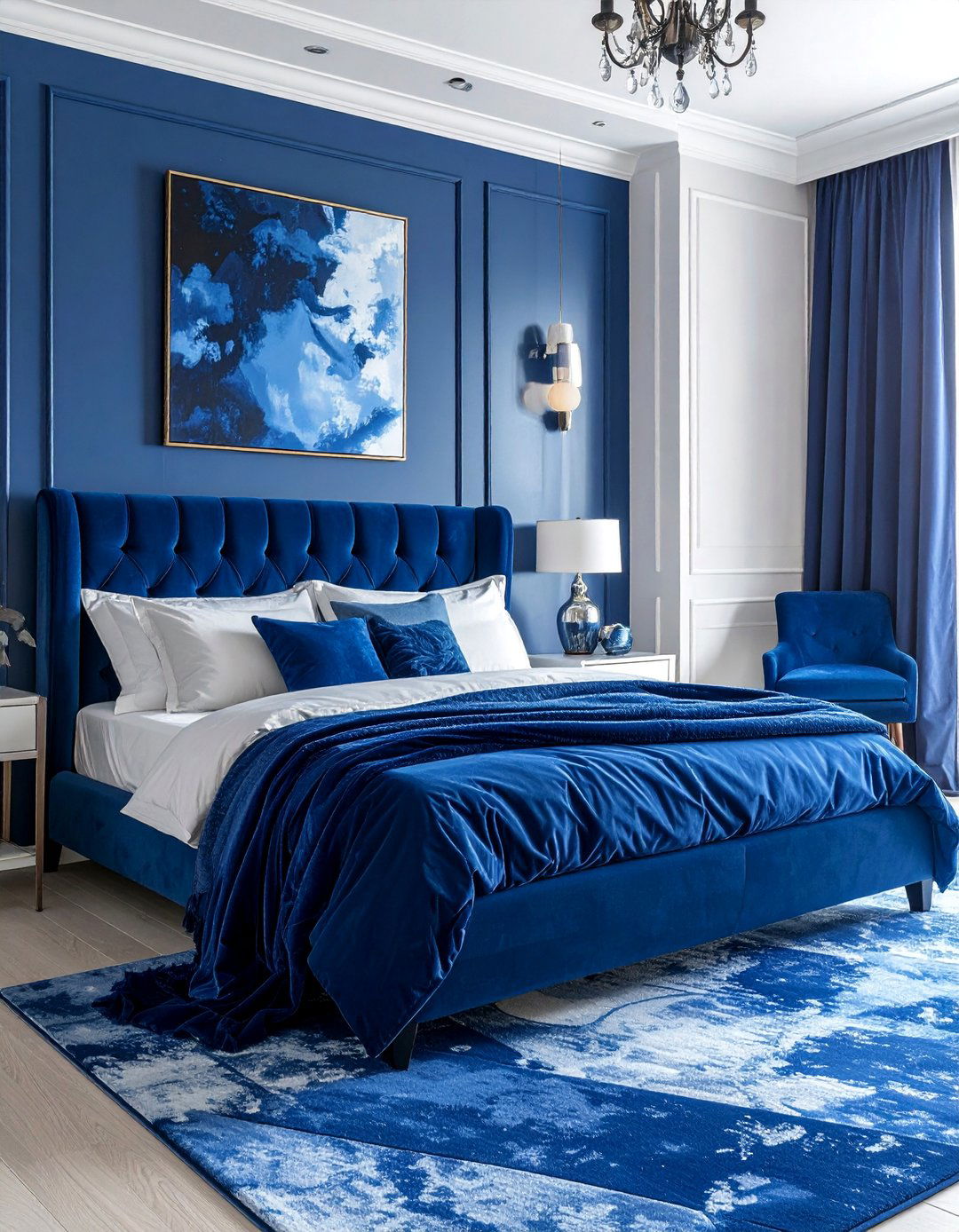 Monochromatic Cobalt Blue Bedroom - 30 Colorful Bedroom Ideas for a Vibrant Space
