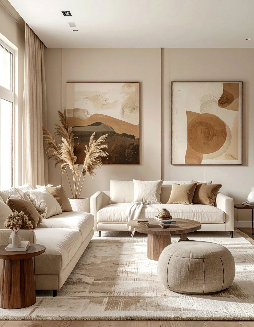 Monochromatic Layering - 25 Organic Modern Living Room Design Ideas for Serenity