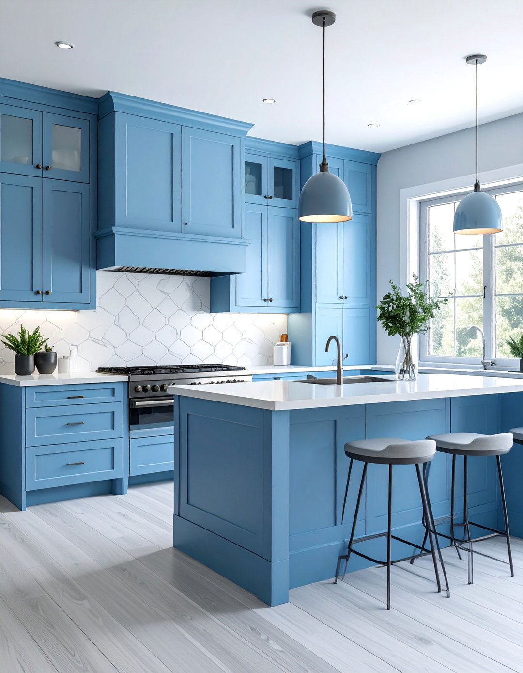 Monochromatic Light Blue Kitchen Design - 20 Light Blue Kitchen Cabinets Ideas for a Fresh Look