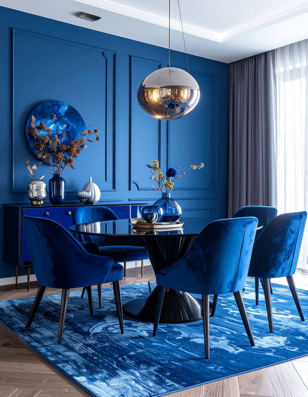 Monochromatic Royal Blue Scheme - 40 Blue Dining Room Ideas for a Serene Space