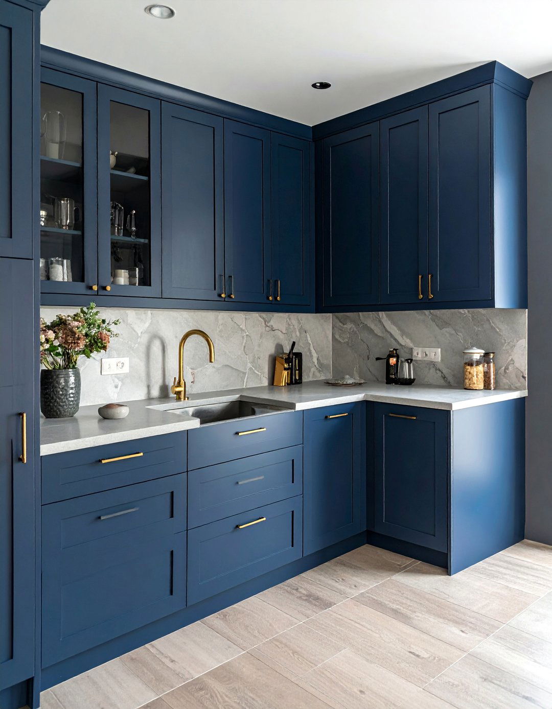 Moody Dark Blue Painted Kitchen Cabinets - 40 Painted Kitchen Cabinet Ideas to Refresh Your Space