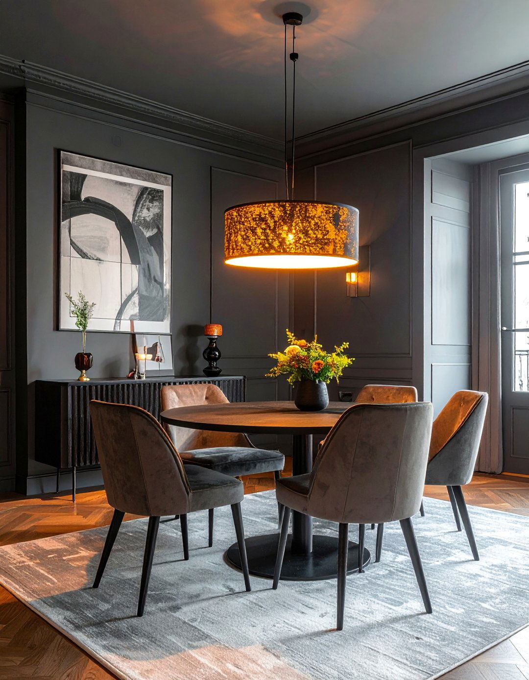 Moody Dark Gray Dining Room for Intimacy - 25 Gray Dining Room Ideas for a Stylish Space