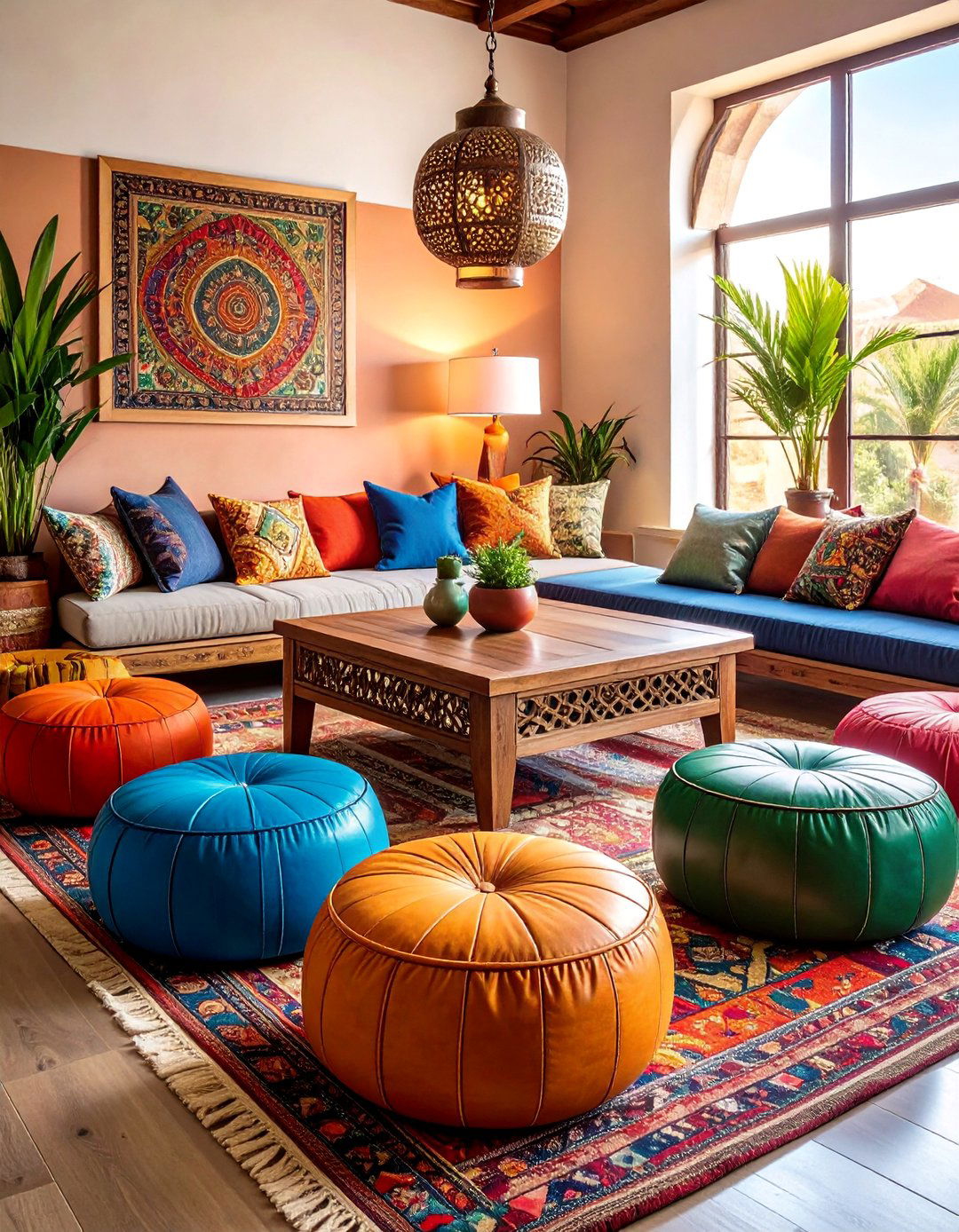 Moroccan Poufs and Floor Cushions - 30 Bohemian Maximalist Decor Ideas for a Bold Look