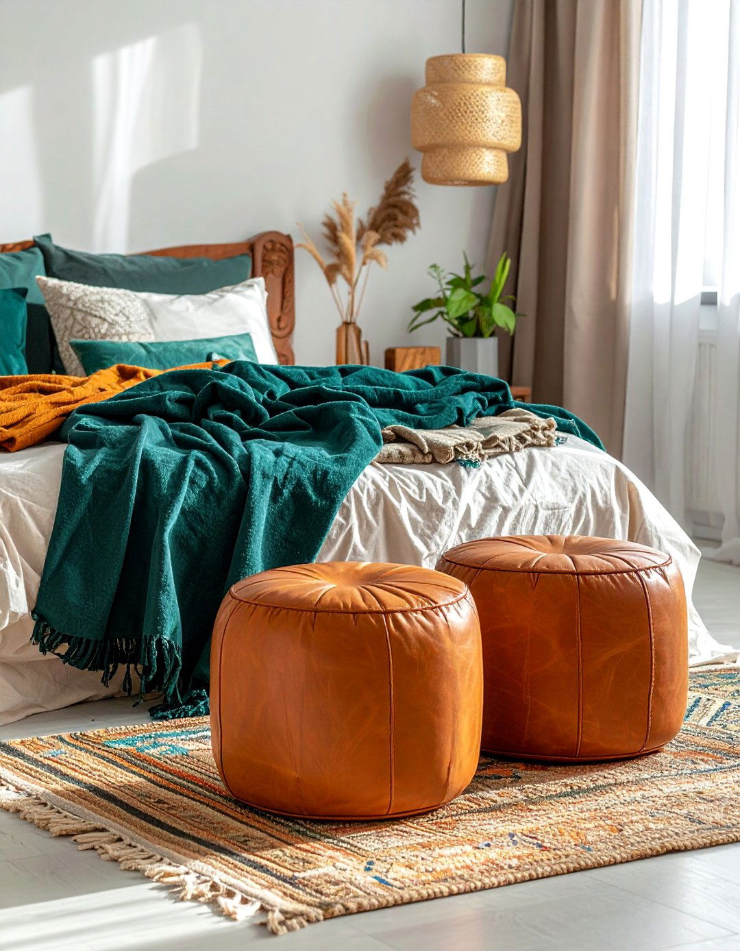 Moroccan Poufs as Boho Bedroom Accents - 40 Boho Bedroom Ideas for a Cozy and Eclectic Retreat