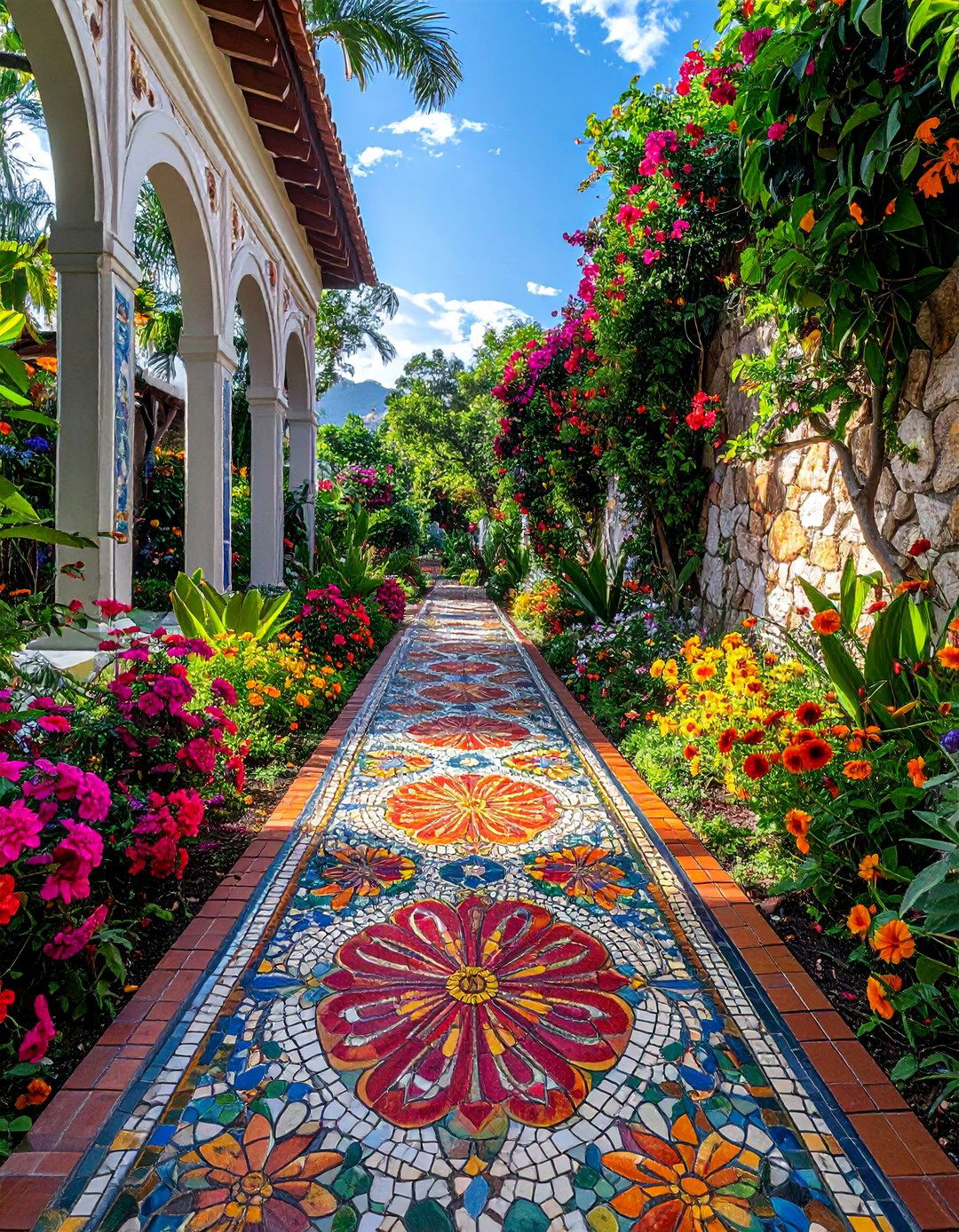 Mosaic Tile Artistic Walkways - 40 Backyard Walkway Ideas for a Beautiful Garden