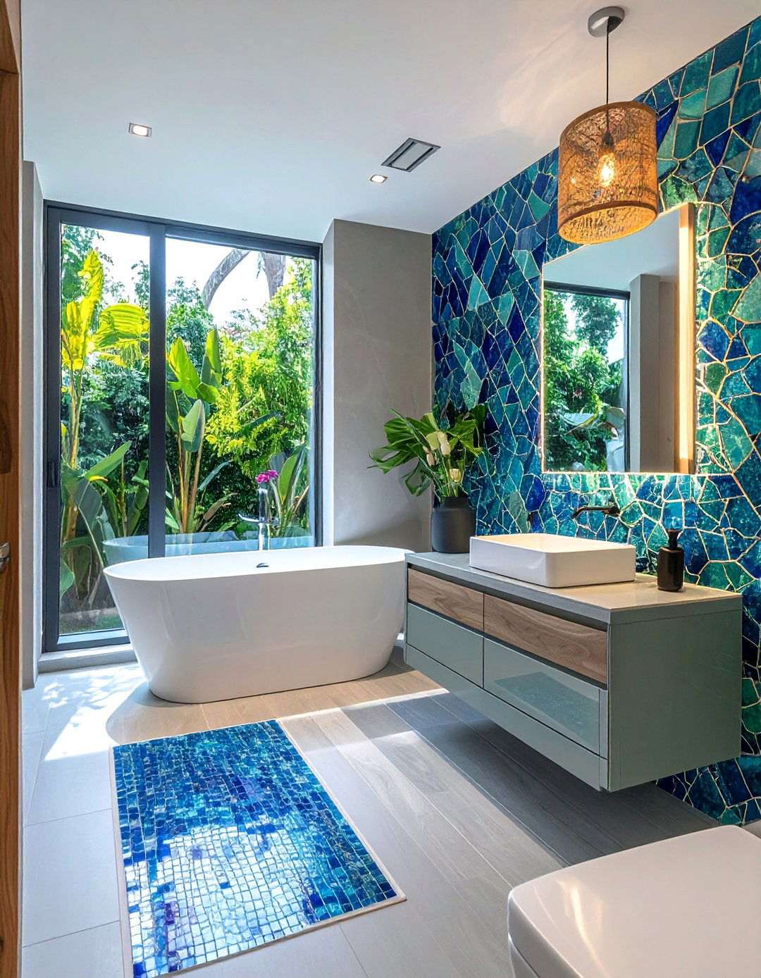 Mosaic Tile Feature - 30 Half Wall Ideas to Divide Your Space