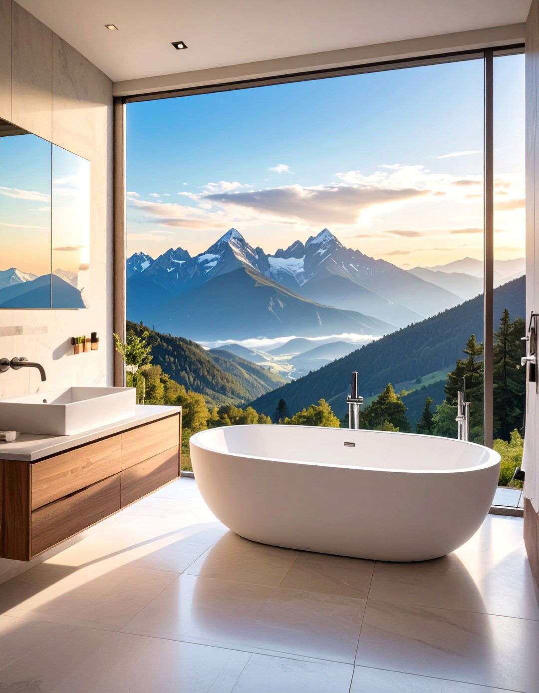 Mountain Landscape Vistas - 30 Bathroom Mural Ideas to Elevate Your Decor