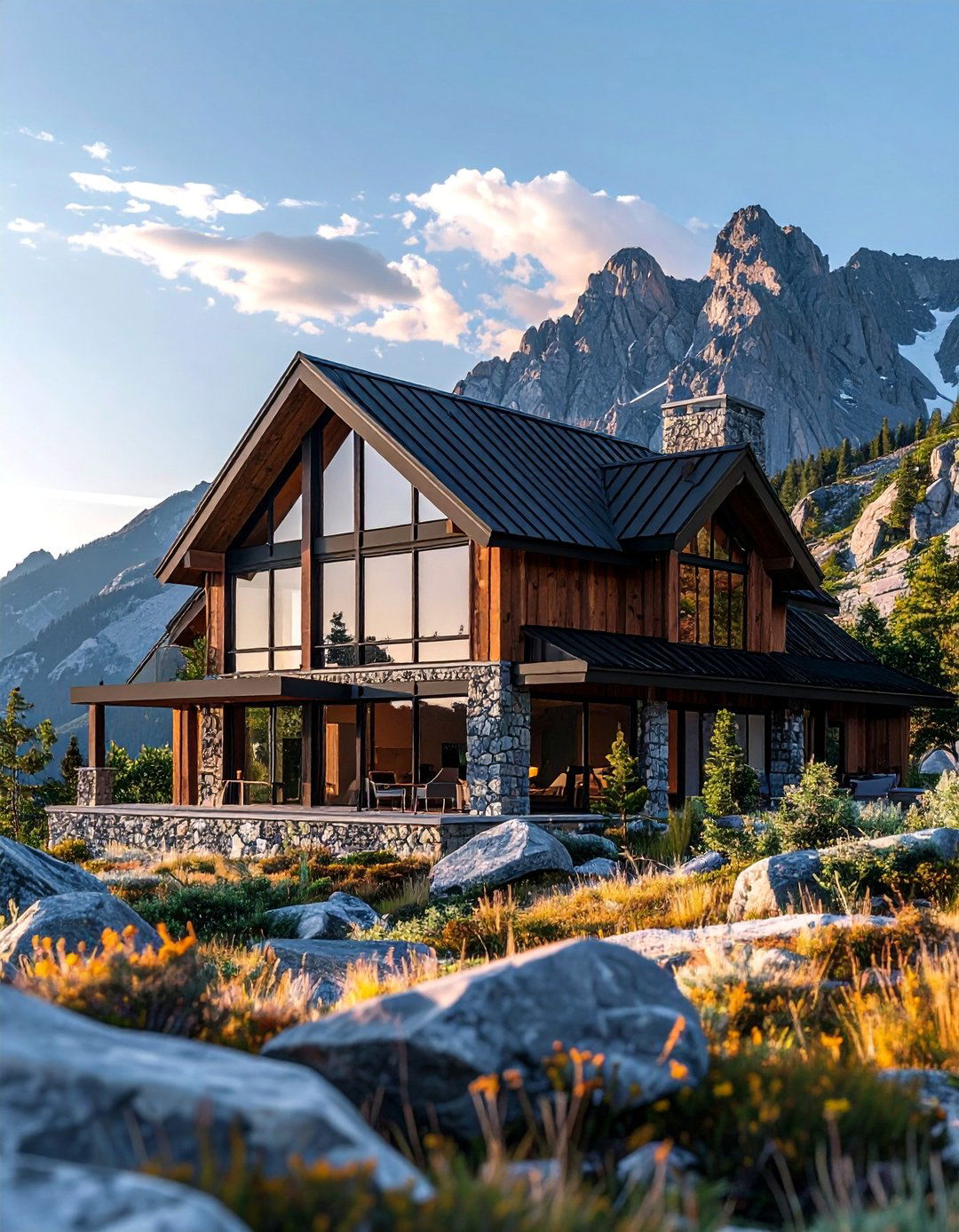 Mountain Modern House With Black Windows - 30 Houses With Black Windows for Bold Style
