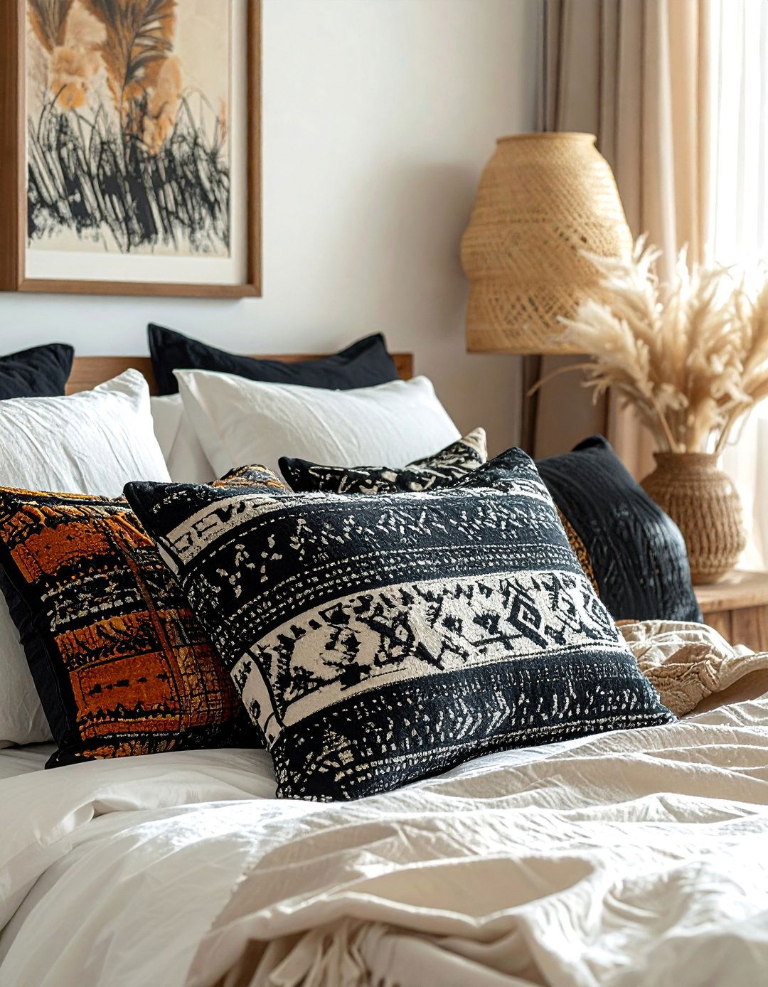 Mudcloth Pillows for a Boho Bedroom - 40 Boho Bedroom Ideas for a Cozy and Eclectic Retreat