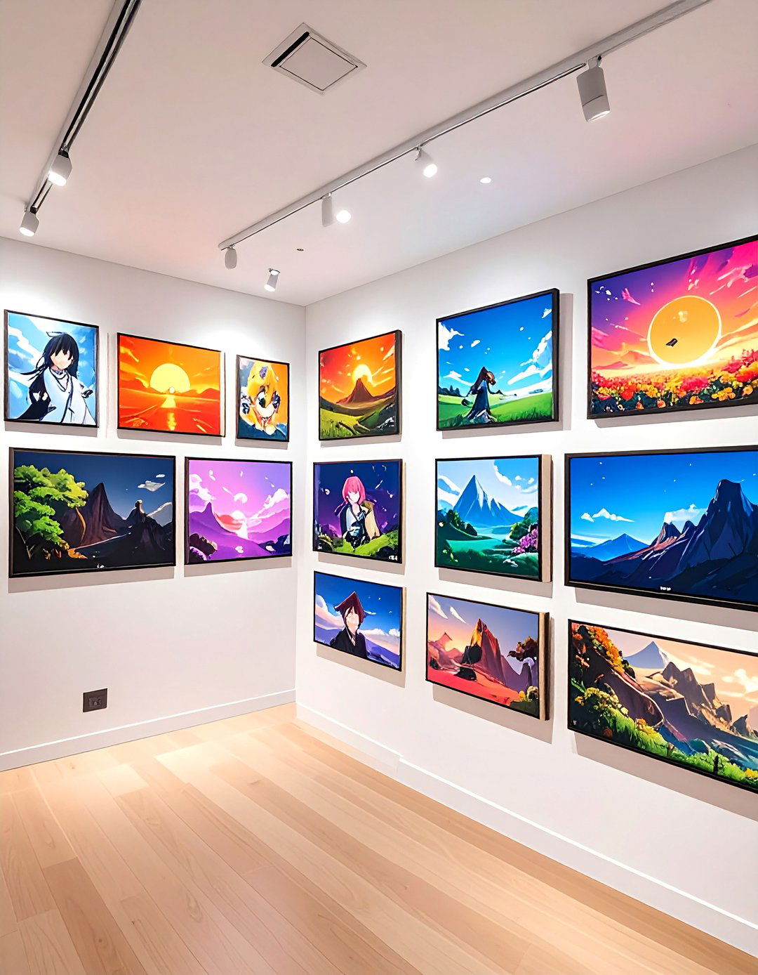 Multi Anime Gallery Wall Display - 40 Anime Room Ideas for the Ultimate Fan Experience