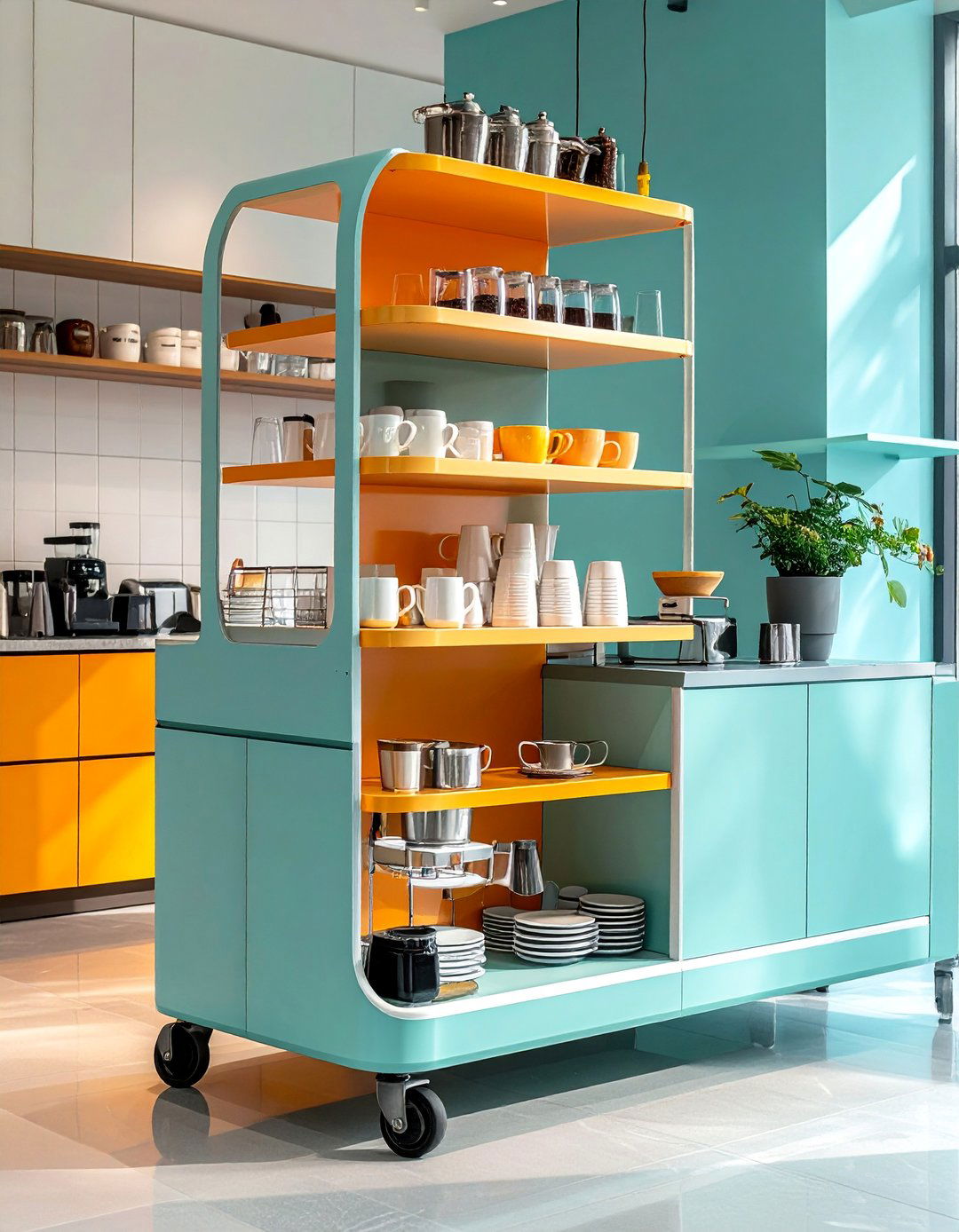 Multi Level Cart Coffee Setup - 40 Coffee Bar Ideas to Elevate Your Home Brewing Station