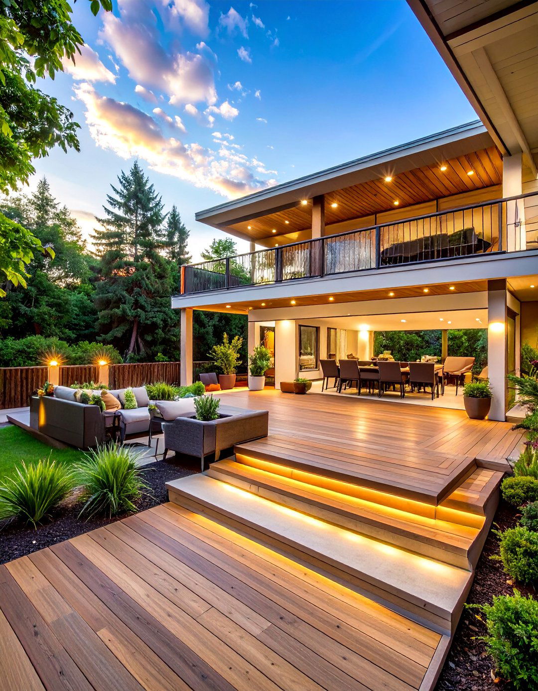 Multi Level Entertainment Deck - 30 Large Deck Ideas for Outdoor Entertaining and Relaxation