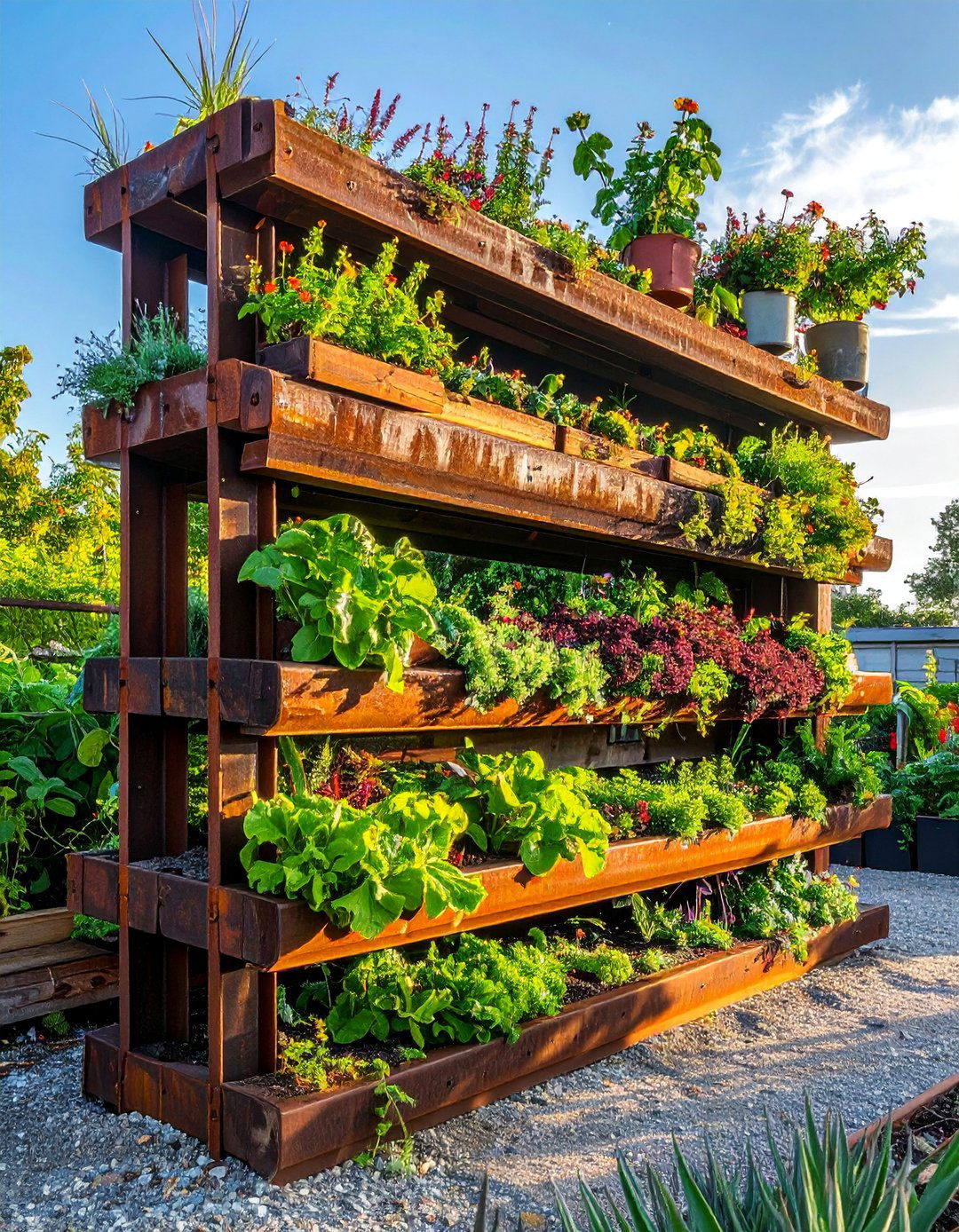 Multi Level Growing Systems - 20 Railroad Ties Landscaping Ideas for Your Garden