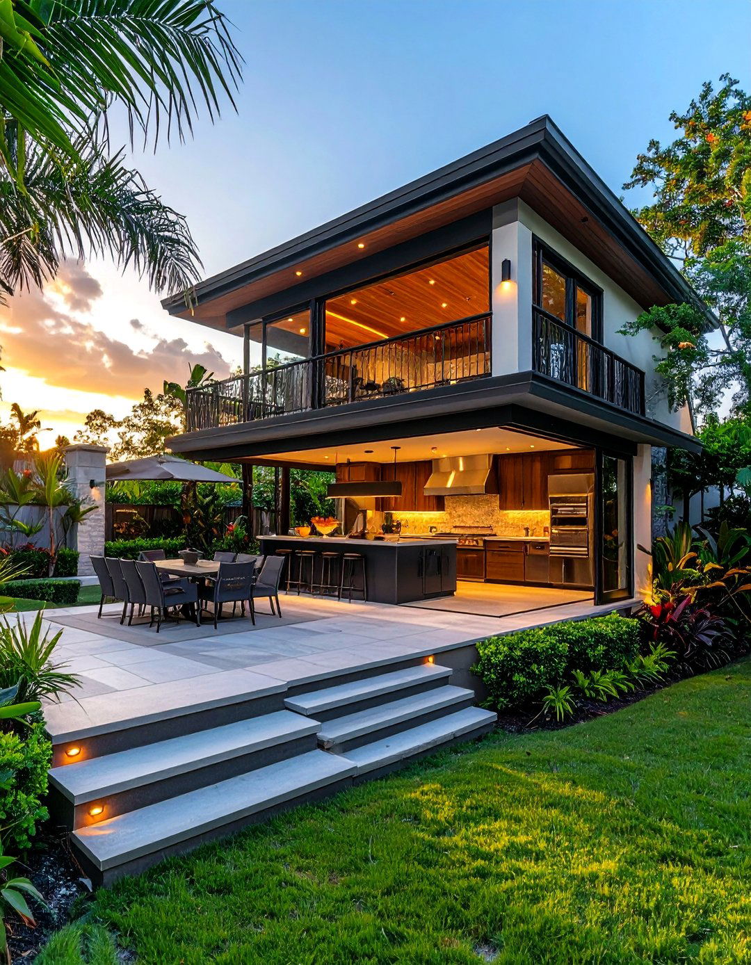 Multi Level Lanai Kitchen and Entertaining Space - 20 Lanai Kitchen Ideas for Outdoor Cooking
