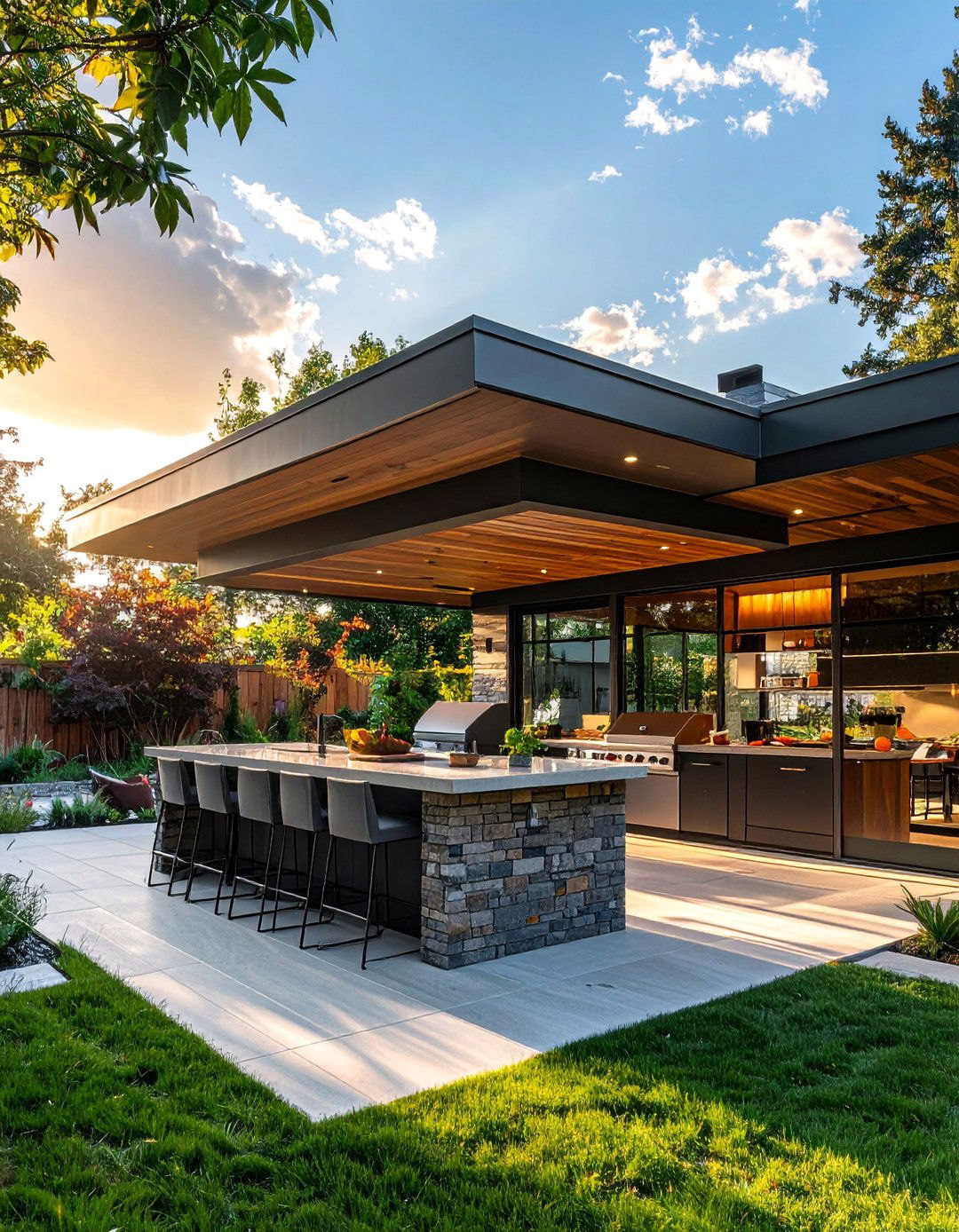 Multi Level Roofing Systems - 20 Outdoor Kitchen Roof Ideas for Shade and Style