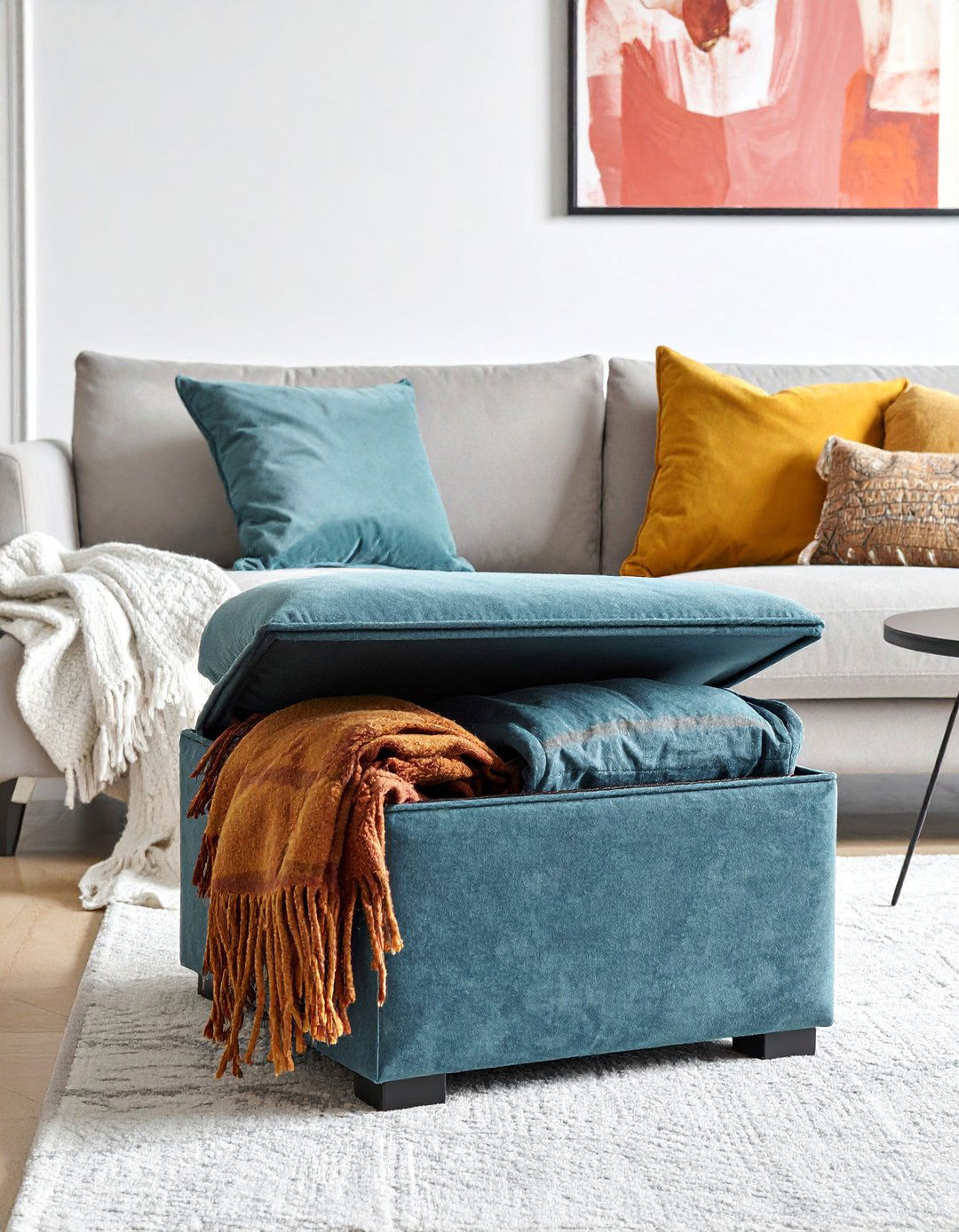 Multi Purpose Storage Ottomans - 30 Small Apartment Storage Ideas for Every Room