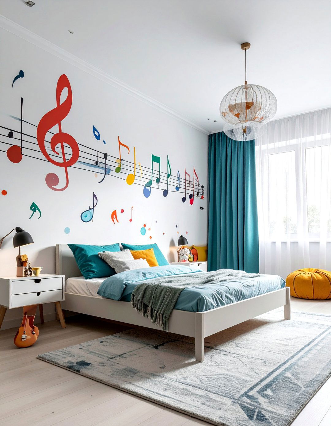 Musical Note Harmony Heaven - 30 Kids Room Accent Wall Ideas for a Fun and Creative Space