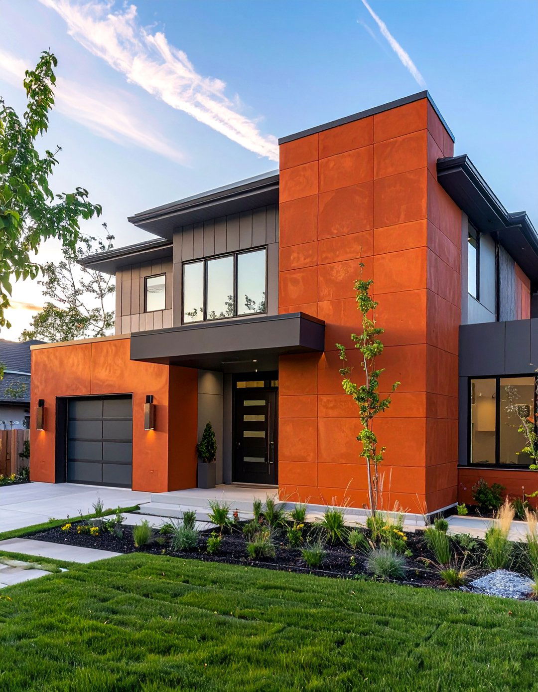 Natural Clay Siding Accent Wall on a Mixed Material Exterior - 20 Home Designs Using Natural Clay Siding Colors
