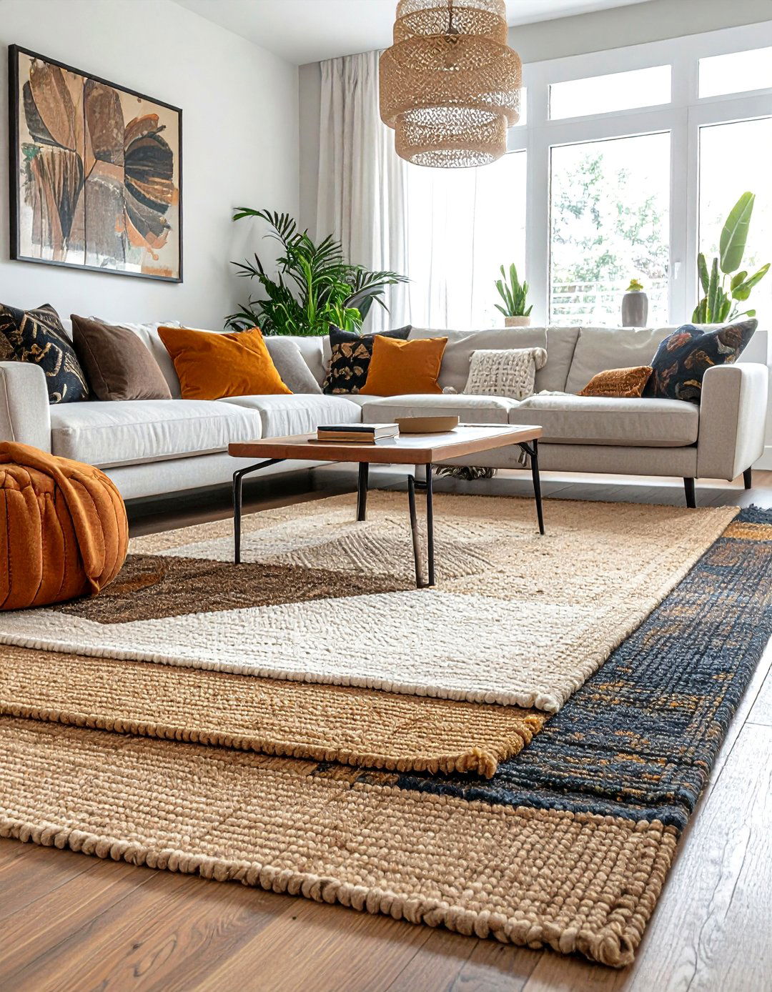 Natural Fiber Rugs - 25 Organic Modern Living Room Design Ideas for Serenity