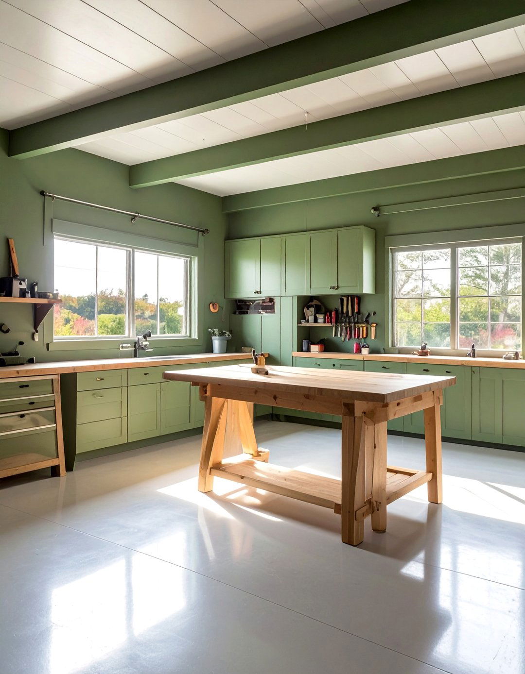 Natural Green Garage Workshop Walls - 25 Garage Paint Ideas to Refresh Your Space