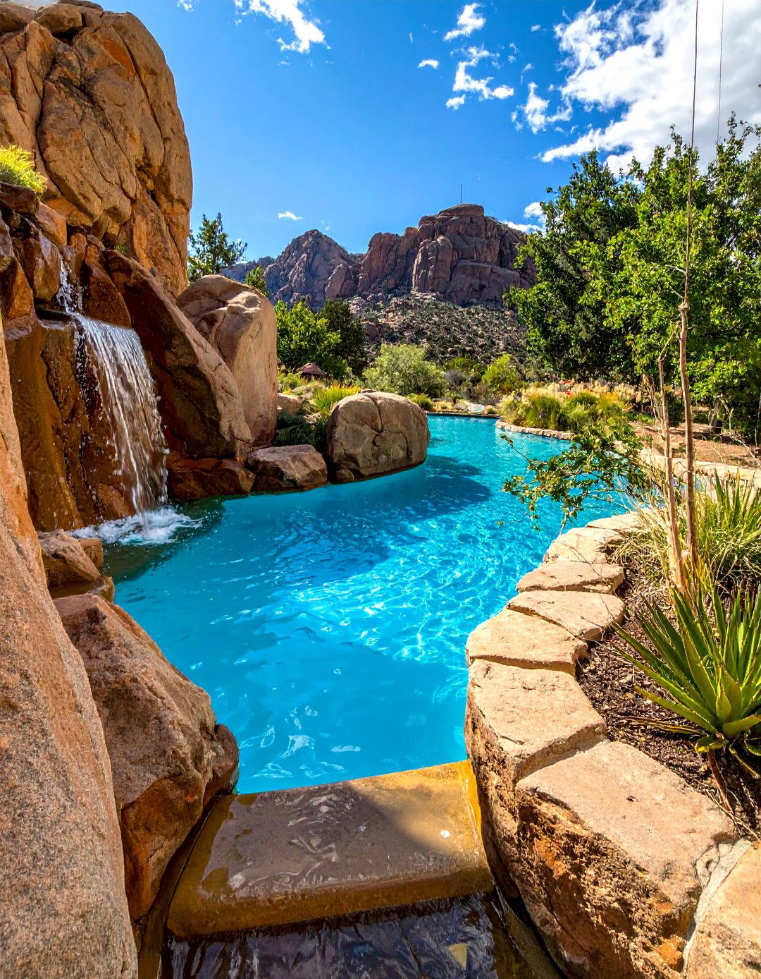 Natural Rock Waterfall Lazy River Design - 20 Lazy River Swimming Pool Ideas for Backyard Bliss