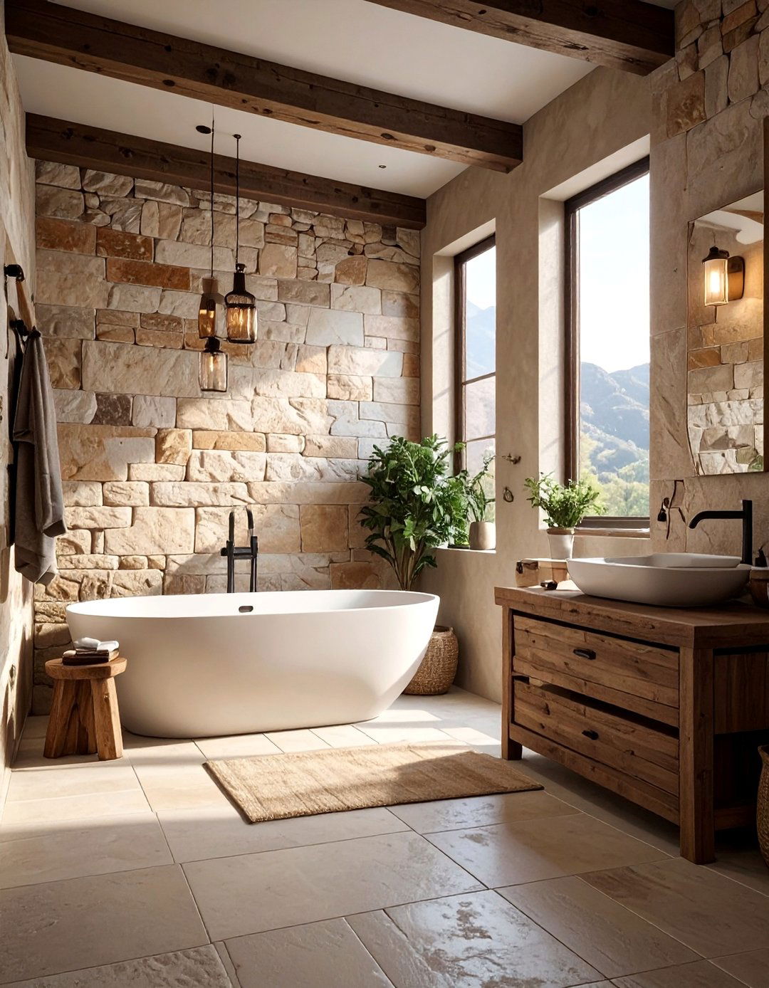 Natural Stone Features - 40 Bathroom Decor Ideas to Refresh Your Space