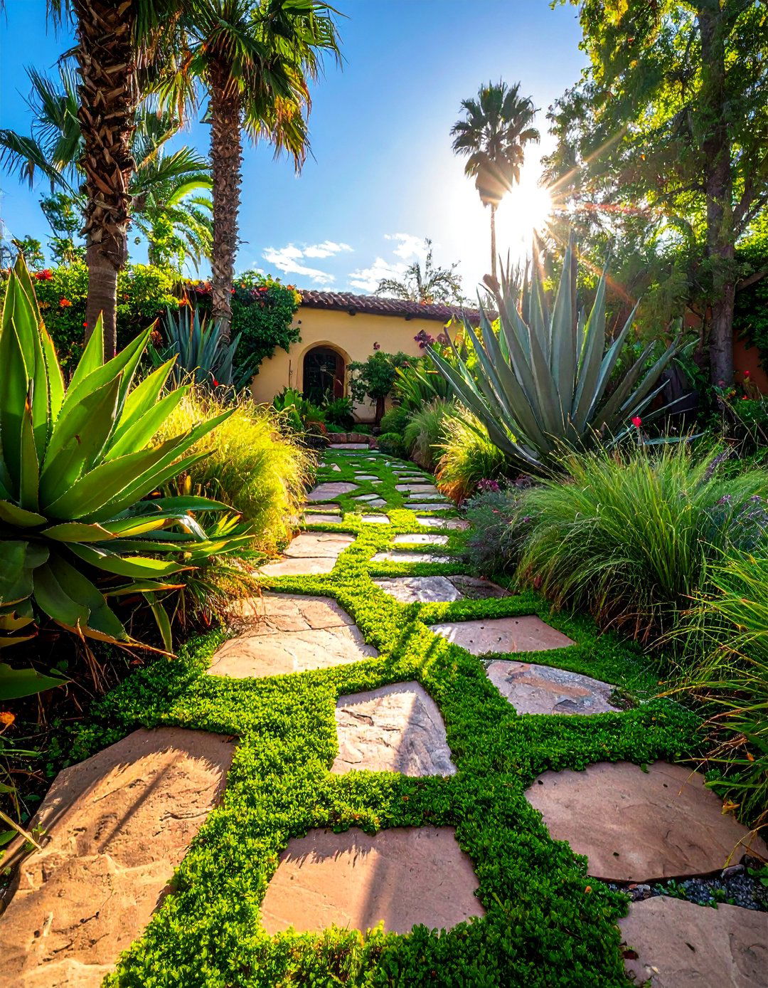 Natural Stone Pathways in a Mexican Garden - 25 Mexican Garden Ideas for a Vibrant Outdoor Space