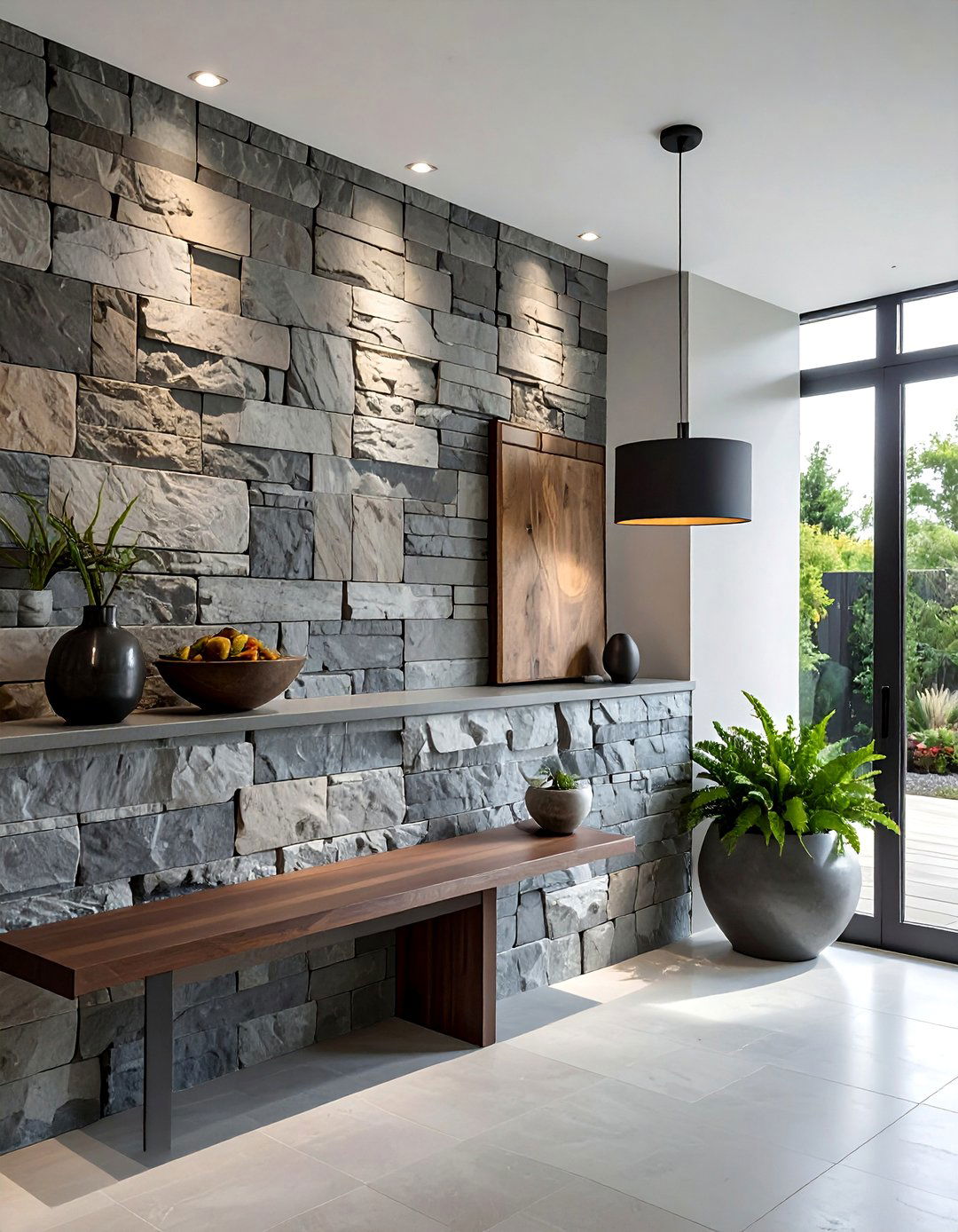 Natural Stone Veneer - 30 Half Wall Ideas to Divide Your Space
